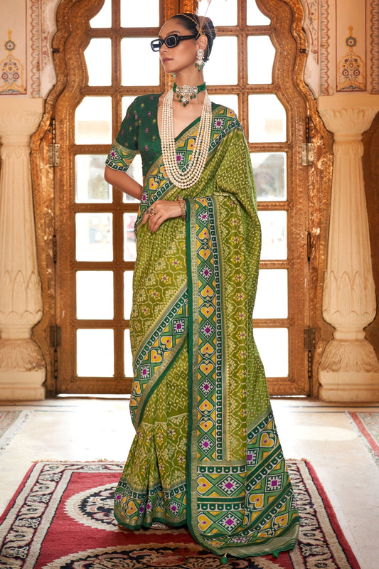 Green Printed Silk Patola Saree-ZB133142_1_SareeButa.com