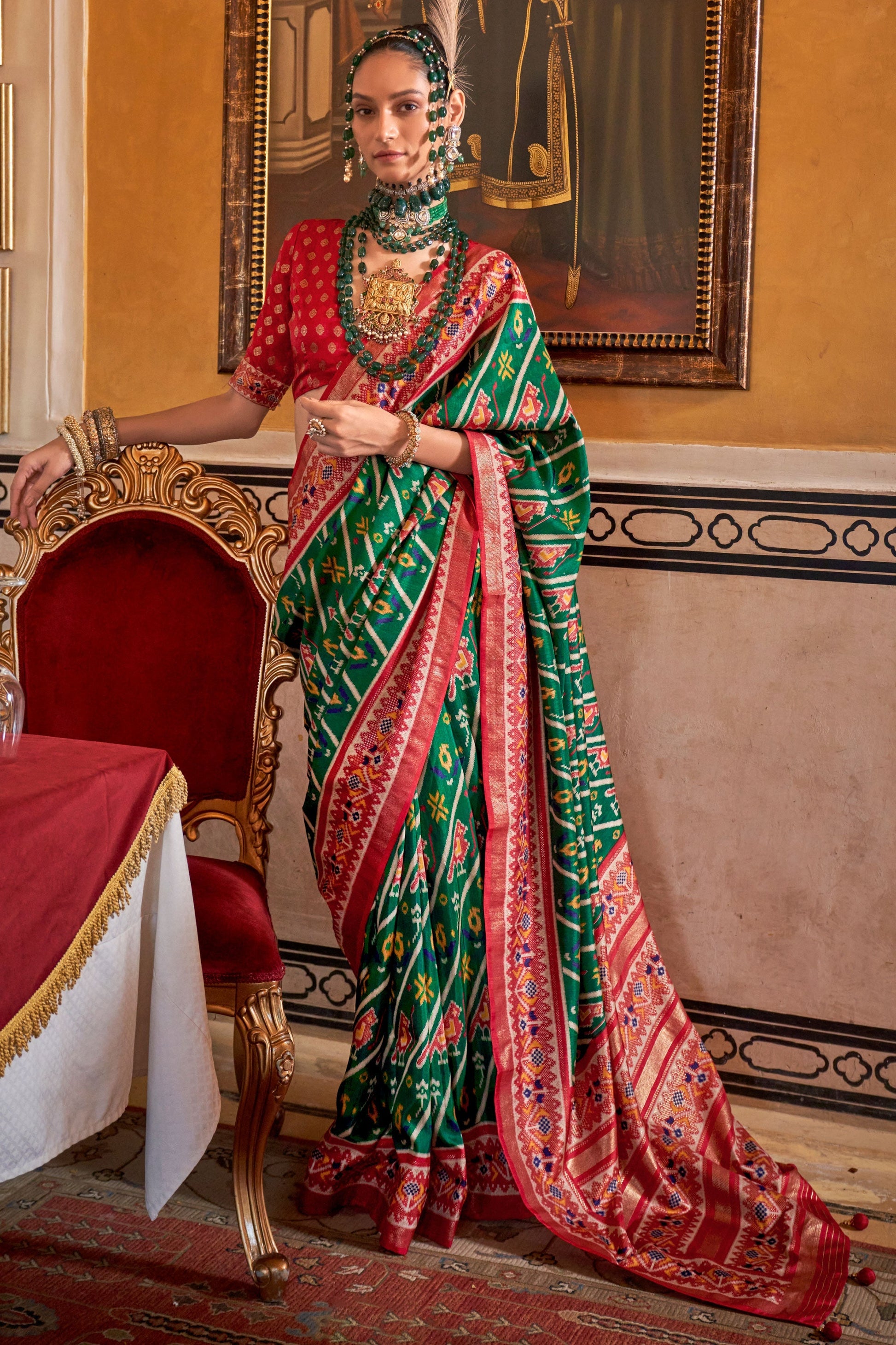 Green Printed Silk Patola Saree-ZB133149_1_SareeButa.com