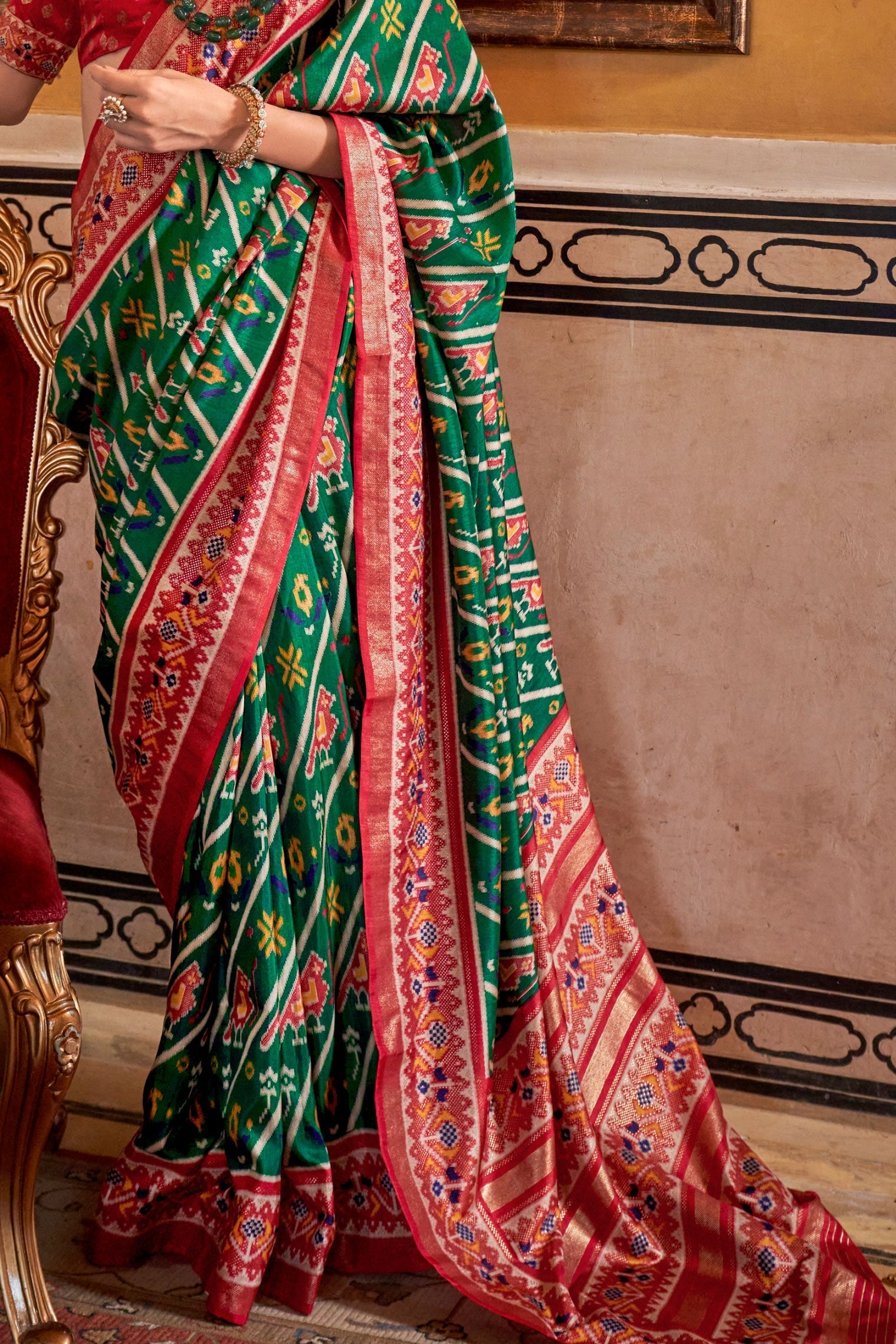 Green Printed Silk Patola Saree-ZB133149_3_SareeButa.com