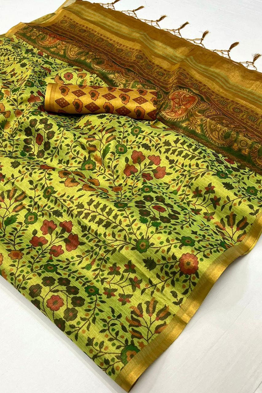 Green Printed Tissue Saree-ZB131169_4