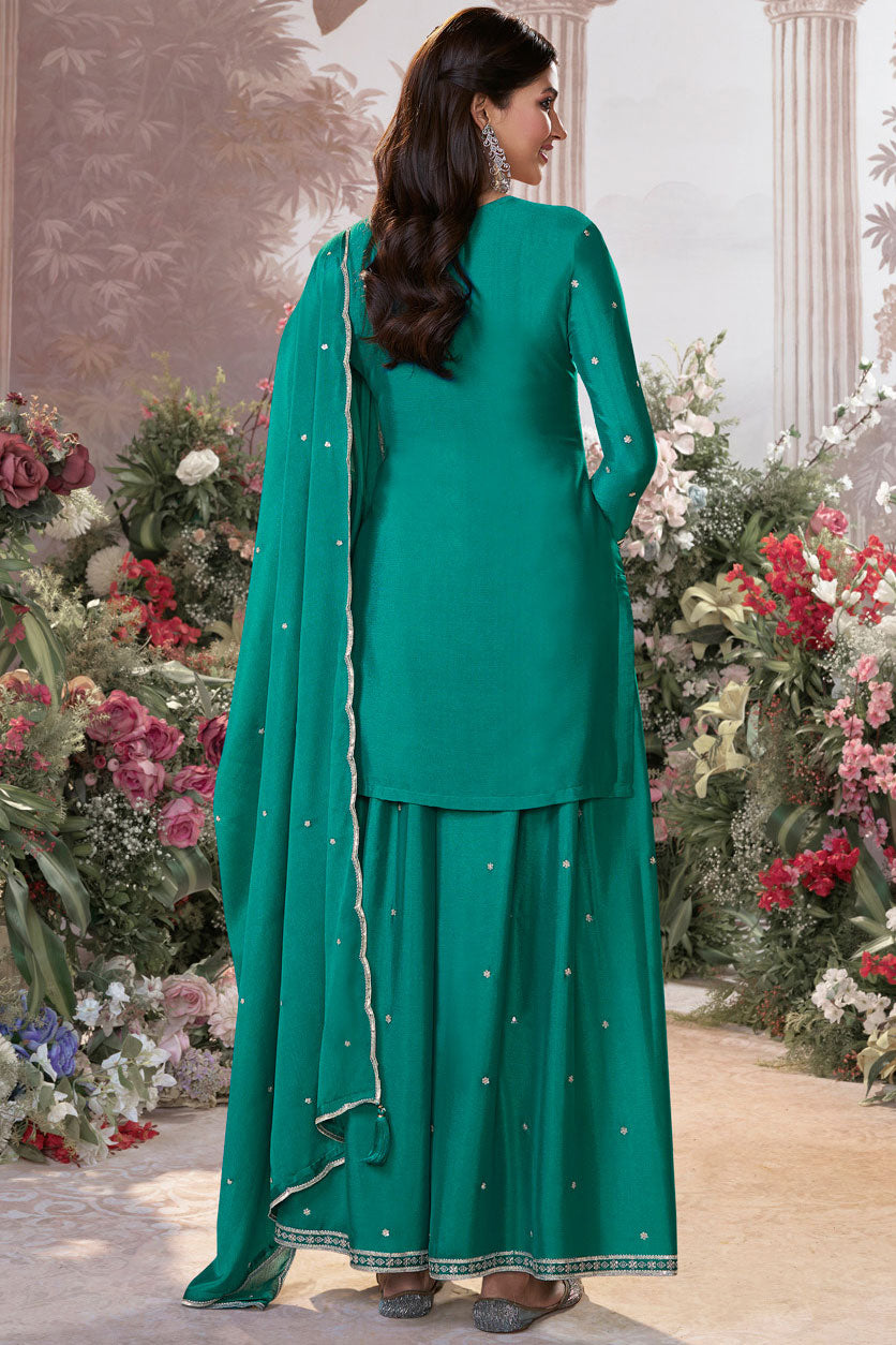 Green Readymade Chinon Sharara Suit-SS955_3_SareeButa.com