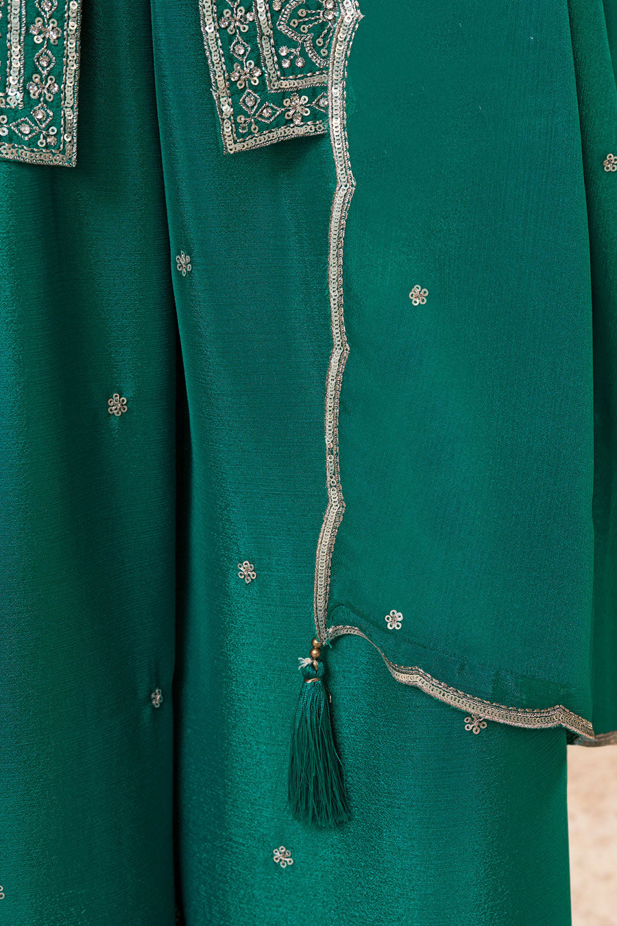 Green Readymade Chinon Sharara Suit-SS955_6_SareeButa.com