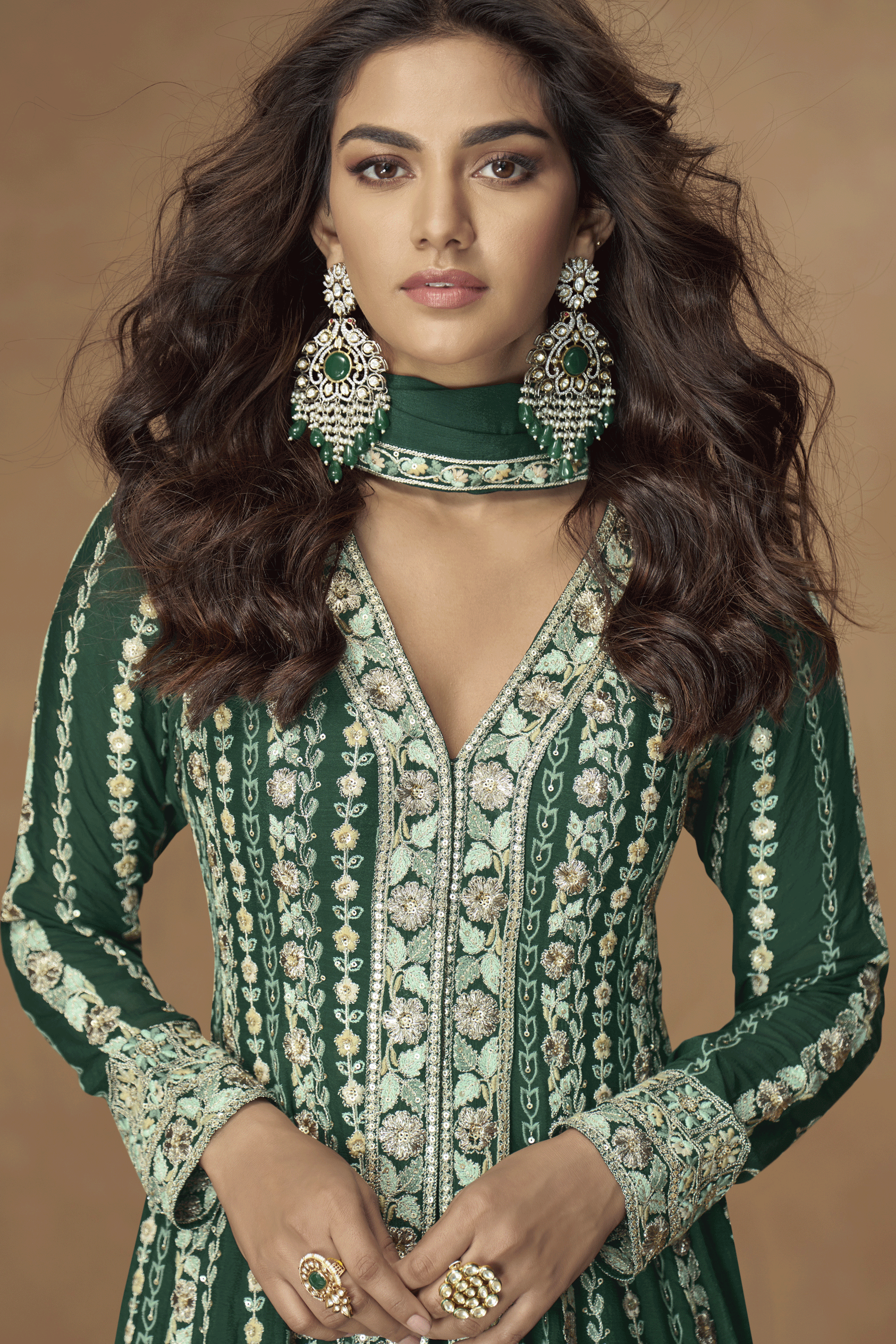 Green Readymade Embroidered Chinon Silk Suit-SS857_2_SareeButa.com