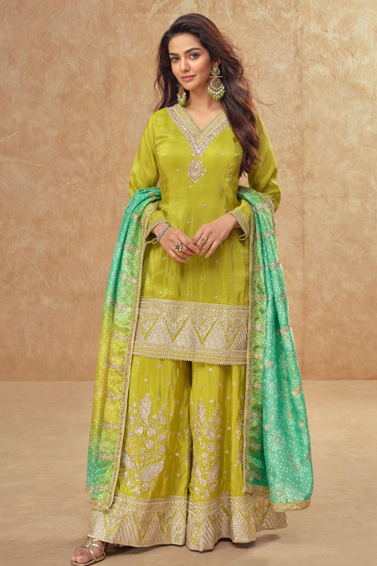 Green Readymade Embroidered Silk Suit-SS215_1_SareeButa.com