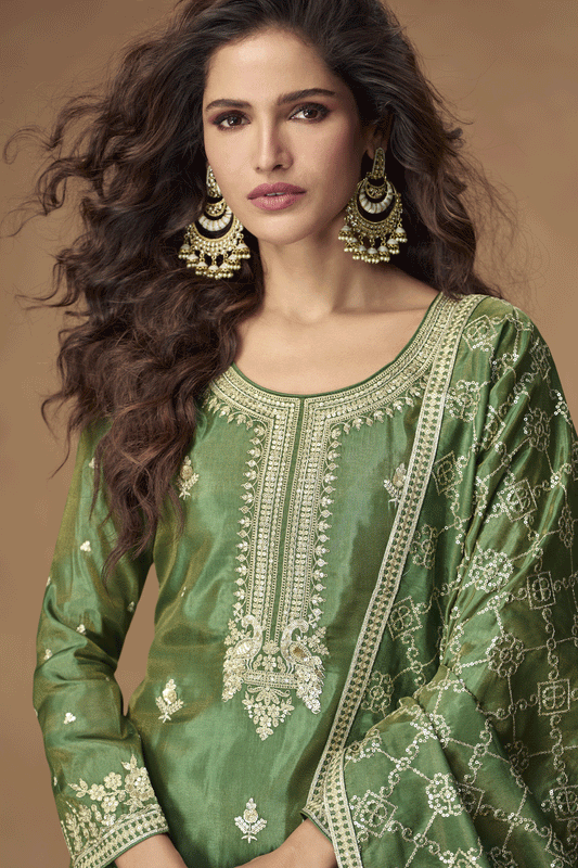 Green Readymade Embroidered Simar Silk Suit-SS866_2_SareeButa.com