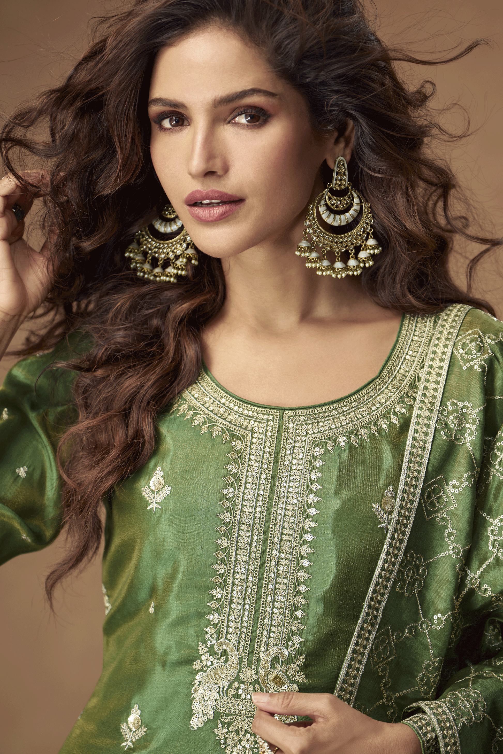 Green Readymade Embroidered Simar Silk Suit-SS866_4_SareeButa.com