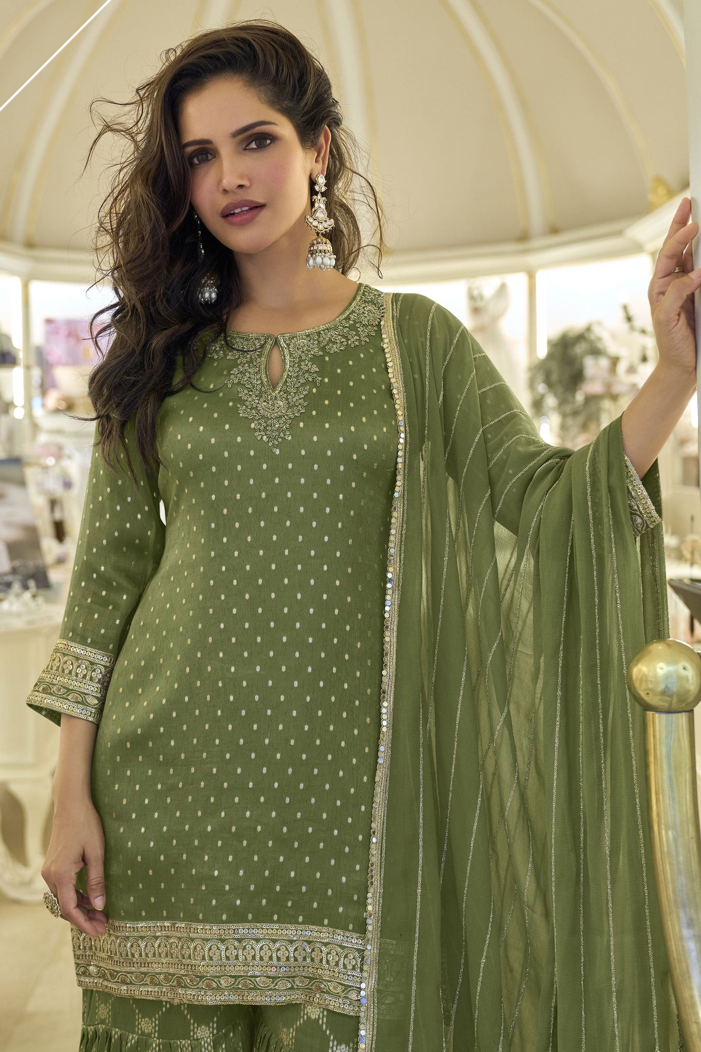 Green Readymade Embroidered Viscose Silk Sharara Suit-SS934_2_SareeButa.com