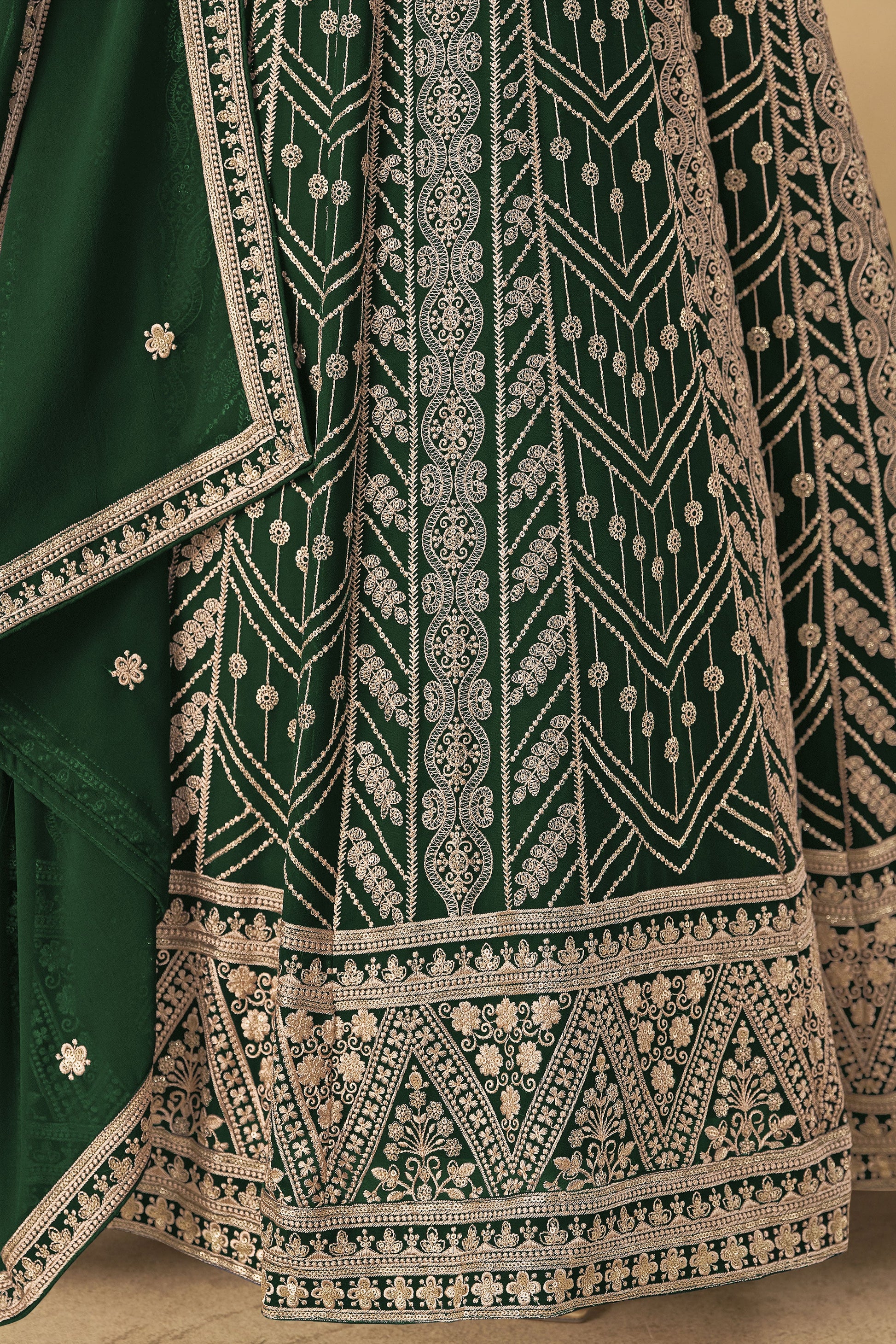 Green Readymade Georgette Gown with Dupatta-SS532_4_SareeButa.com