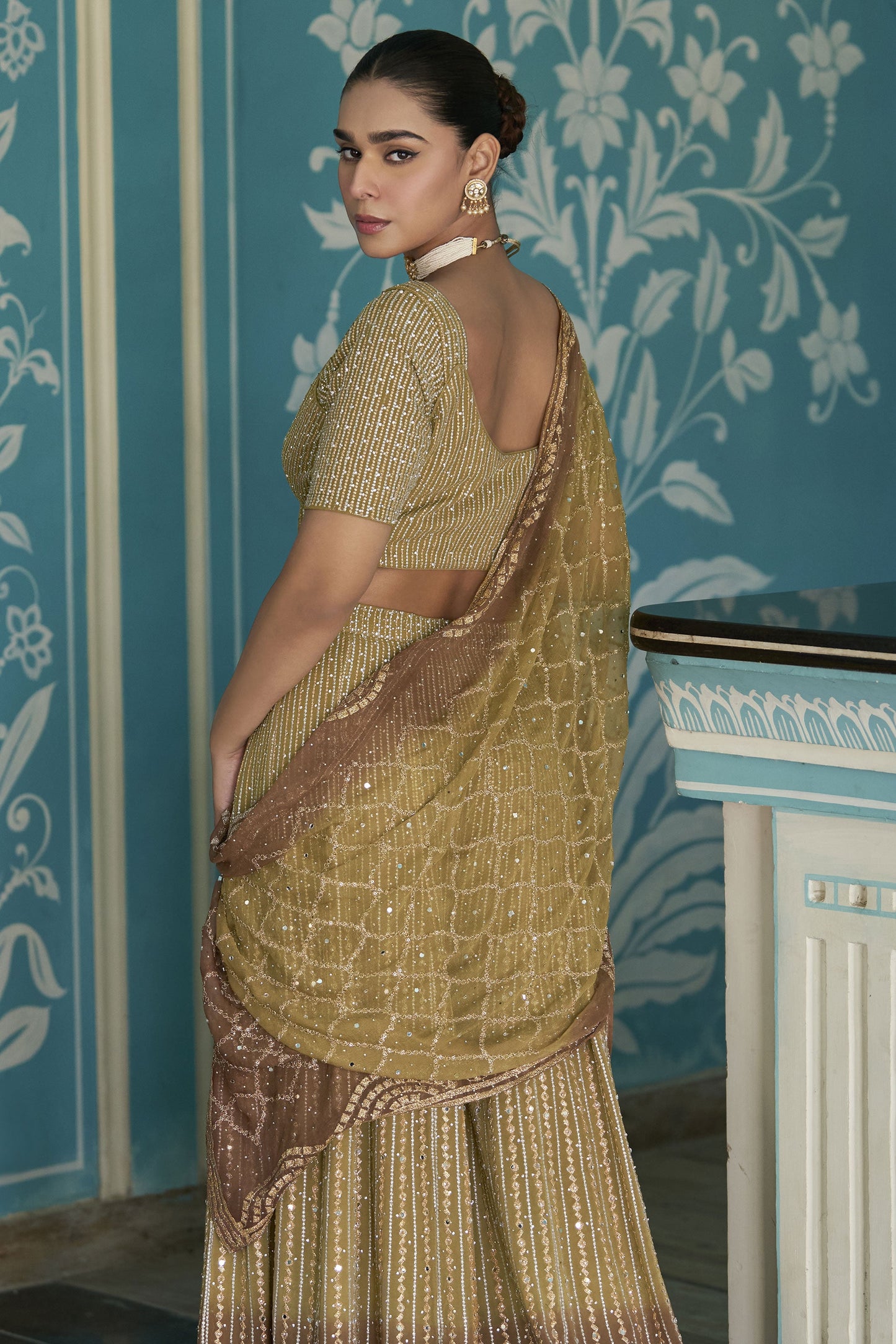 Green Readymade Georgette Palazzo Set with Dupatta-SS986_3_SareeButa.com