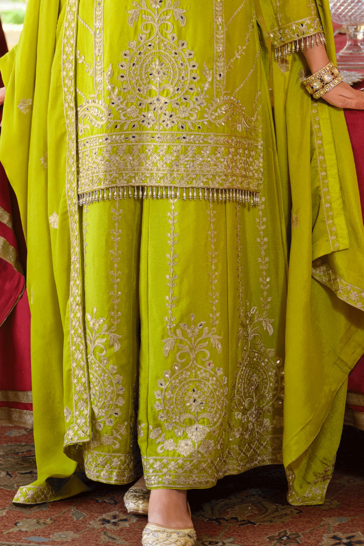 Green Readymade Heavy Work Chinon Palazzo Suit-SS653_4_SareeButa.com