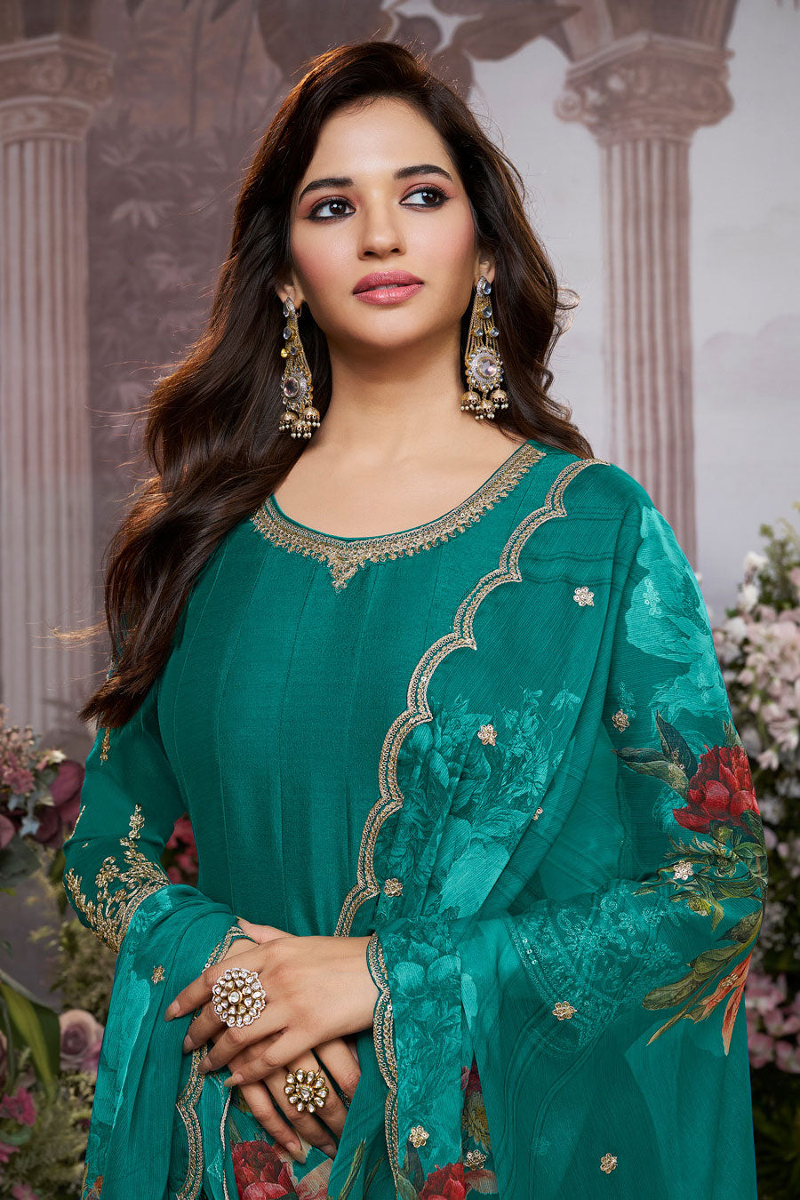 Green Readymade Silk Anarkali Suit-SS958_2_SareeButa.com