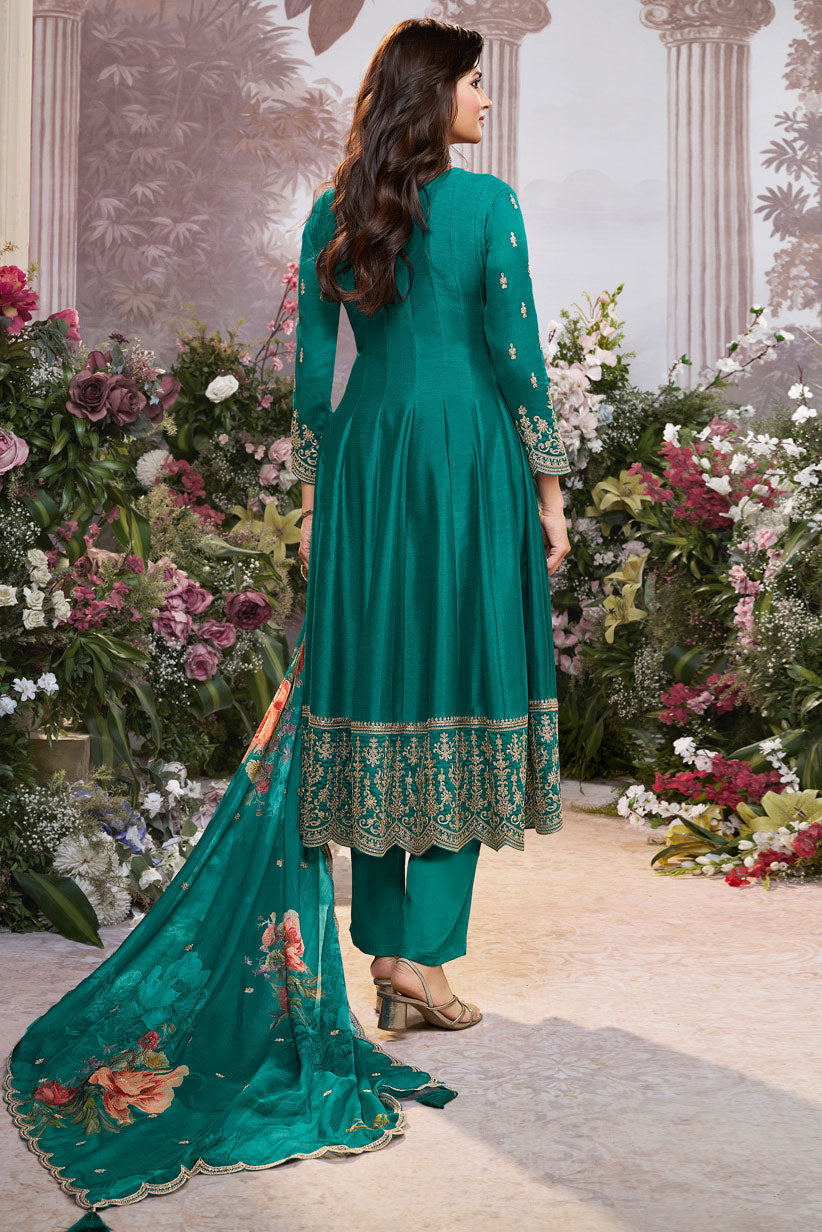 Green Readymade Silk Anarkali Suit-SS958_3_SareeButa.com