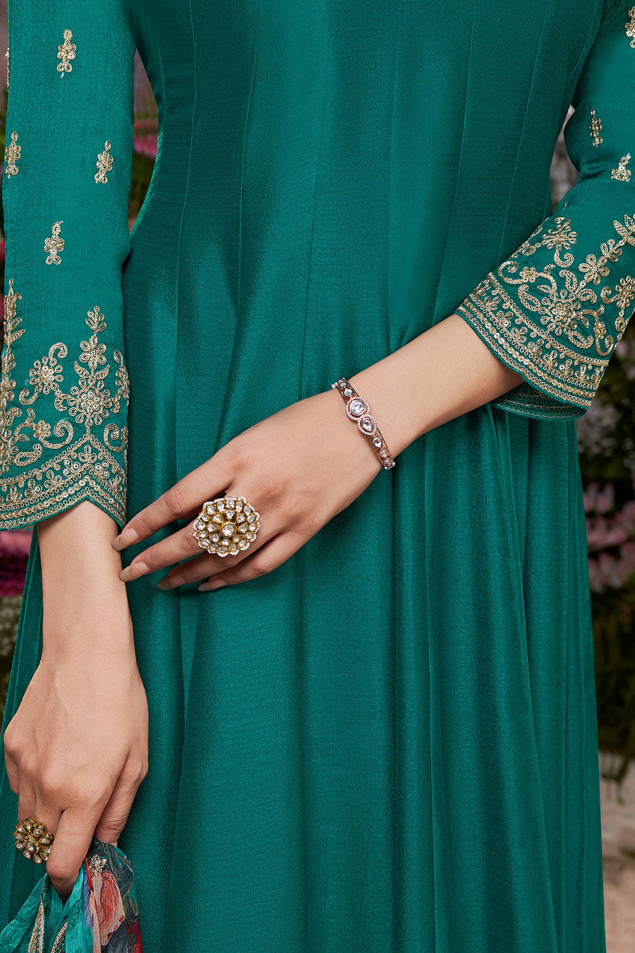 Green Readymade Silk Anarkali Suit-SS958_5_SareeButa.com