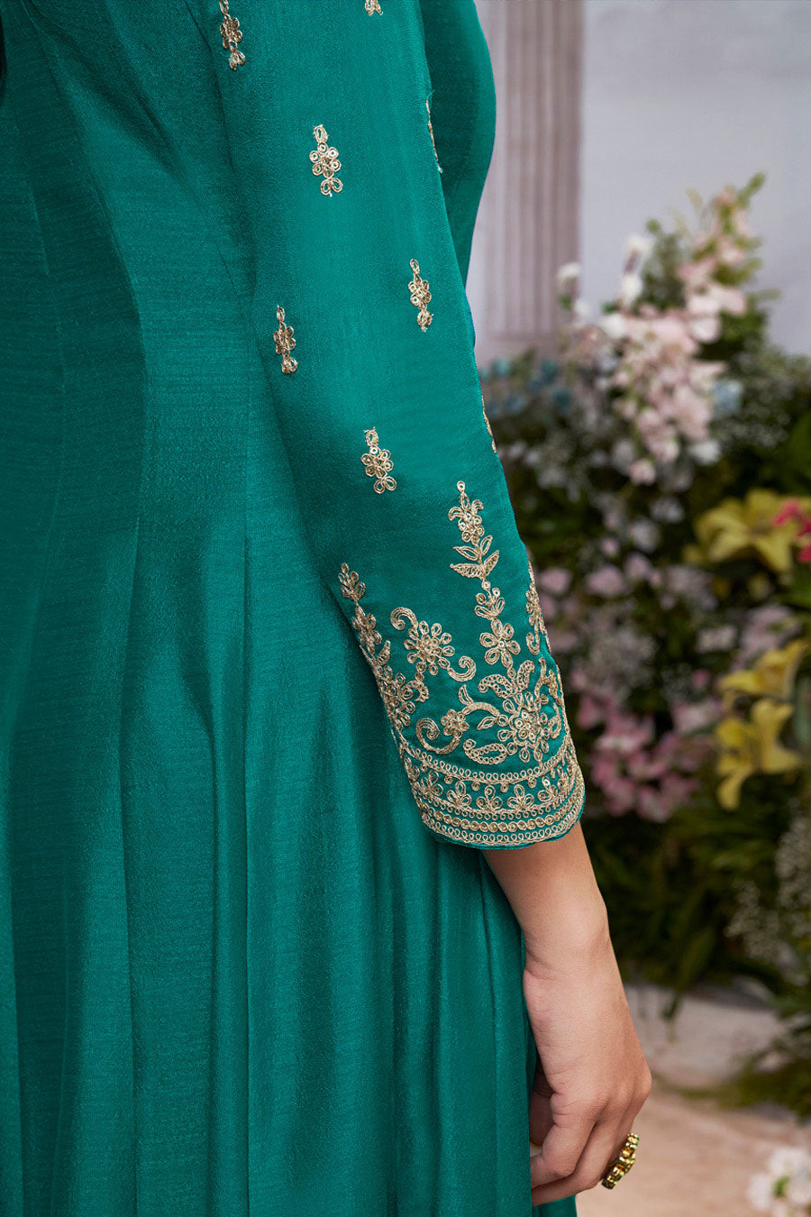 Green Readymade Silk Anarkali Suit-SS958_6_SareeButa.com