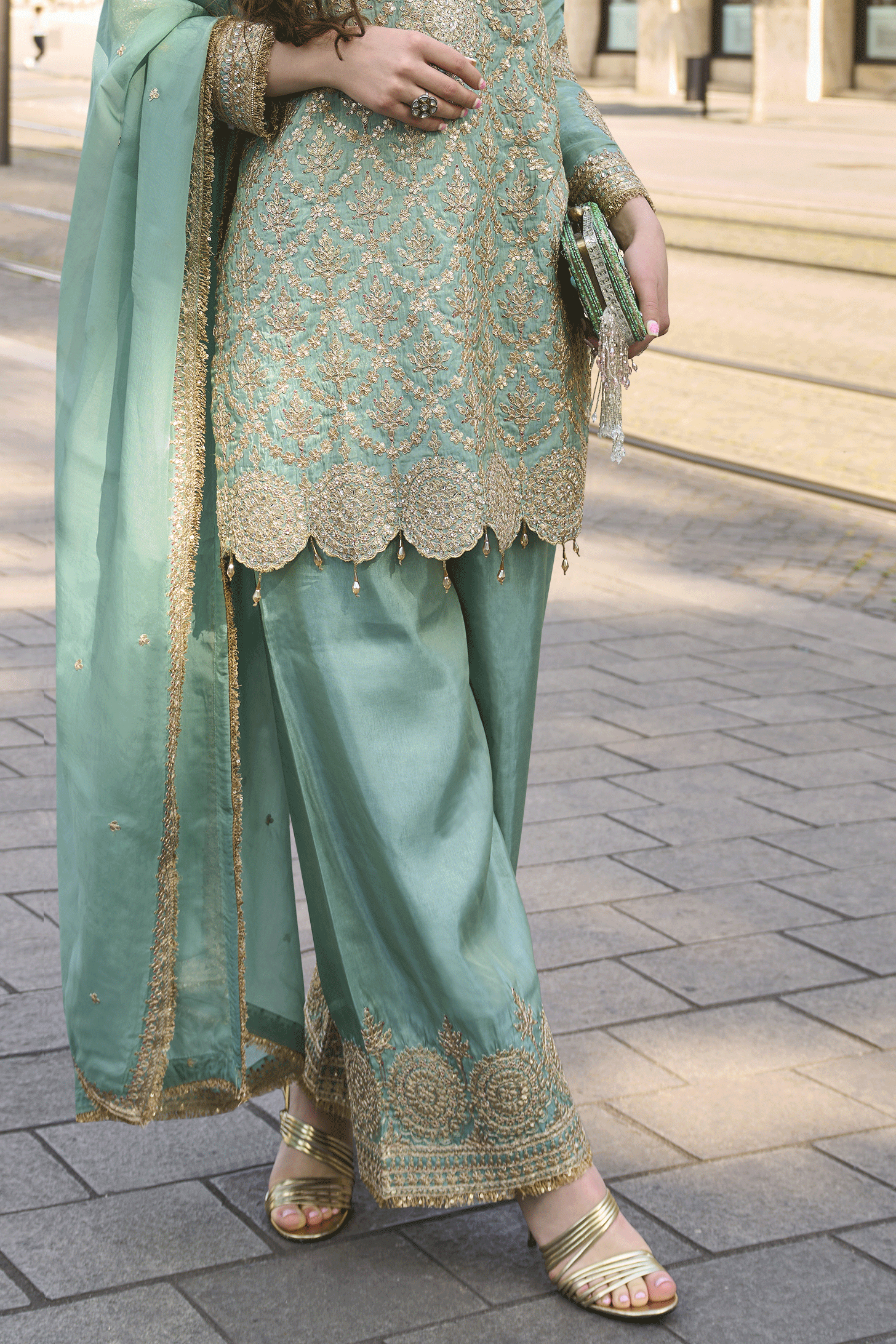 Green Readymade Simar Silk Palazzo Suit-SS626_4_SareeButa.com