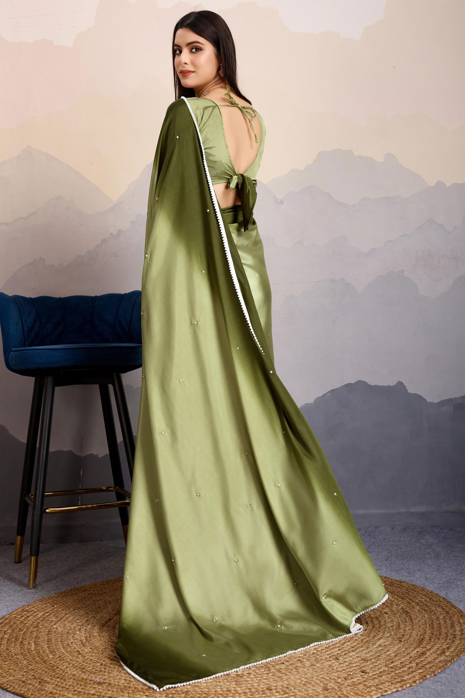 Green Shaded Satin Crepe Saree-ZB134223_3_SareeButa.com
