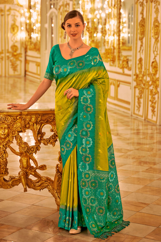 Green Woven Banarasi Silk Saree-ZB131345_1