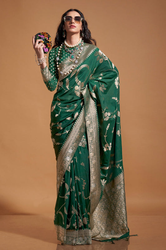 Green Woven Georgette Saree-ZB133028_1_SareeButa.com