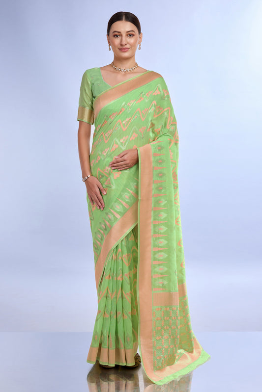 green-woven-linen-saree-zb132210_1_SareeButa.com