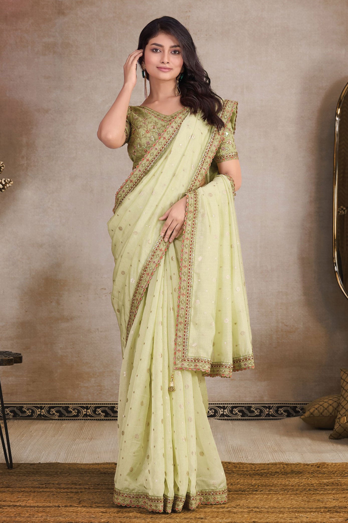 green-woven-organza-saree-zb131256_1_SareeButa.com