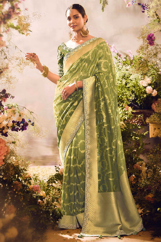 Green Woven Zari Work Silk Saree-ZB133265_1_SareeButa.com