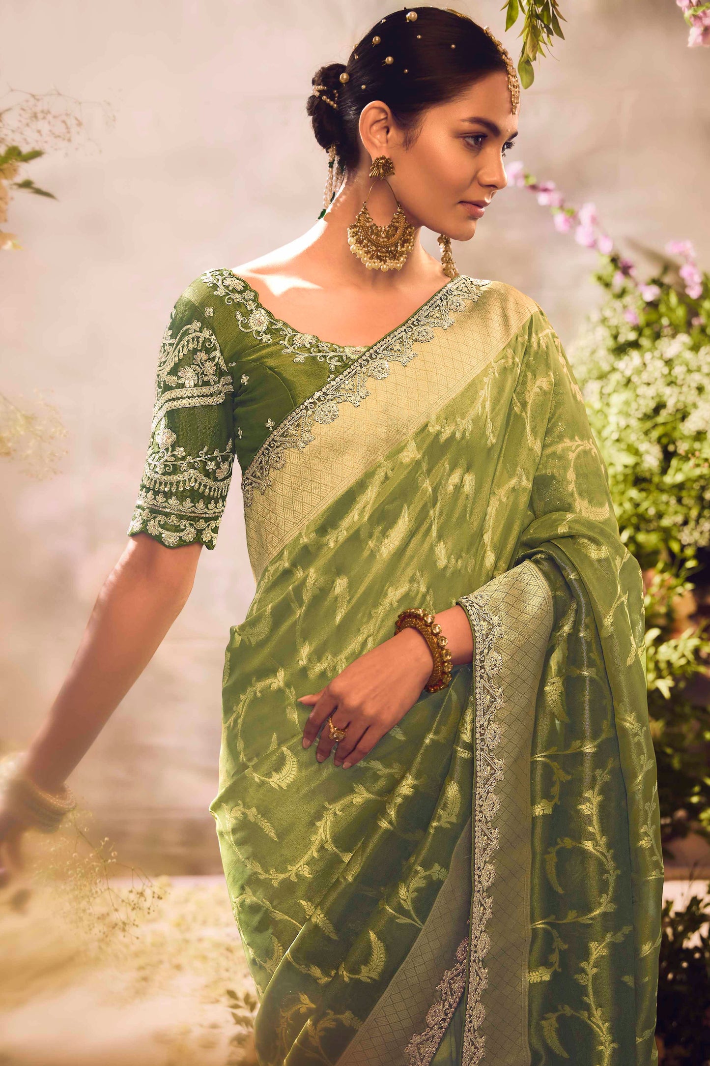 Green Woven Zari Work Silk Saree-ZB133265_2_SareeButa.com