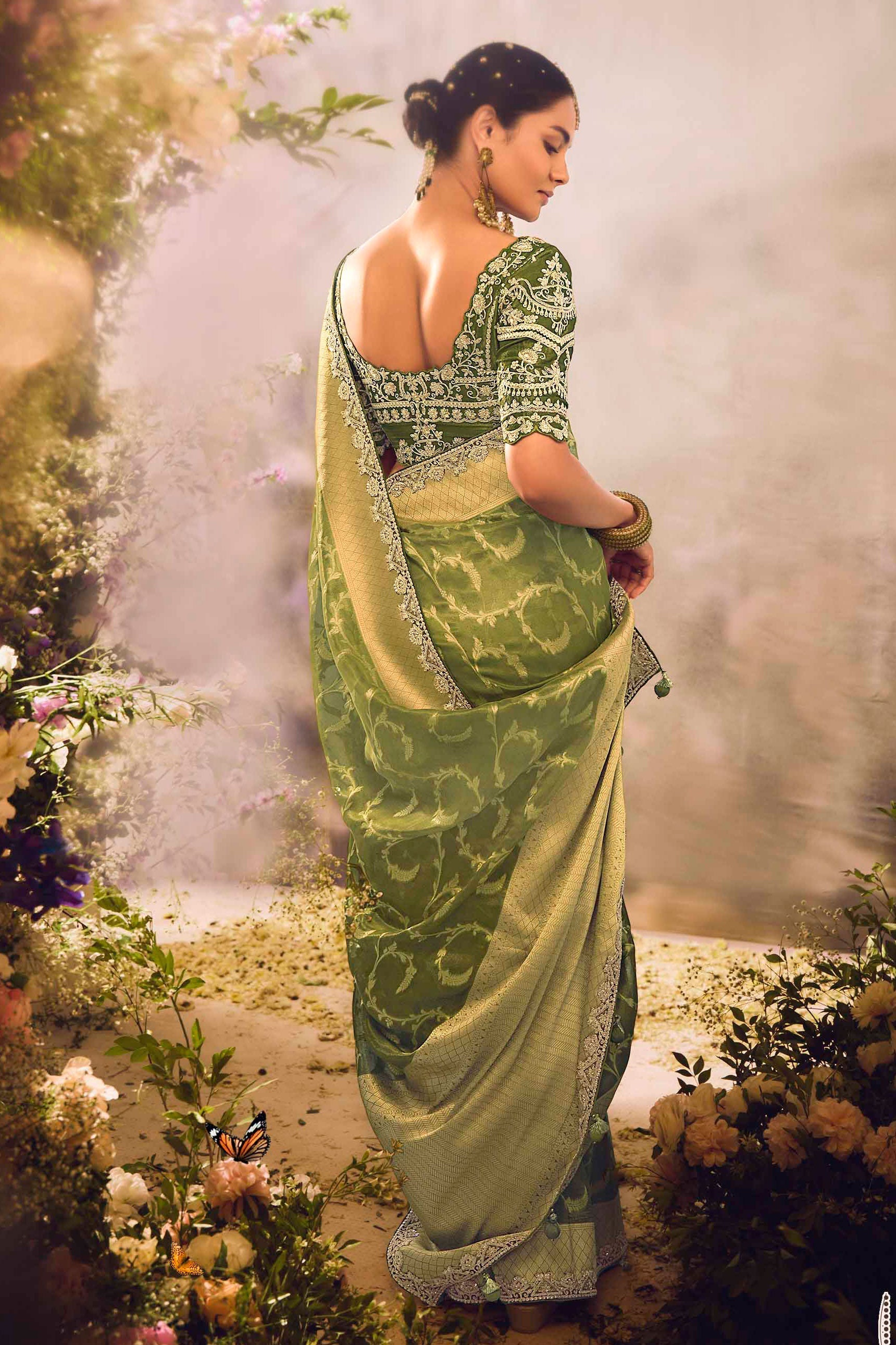 Green Woven Zari Work Silk Saree-ZB133265_4_SareeButa.com