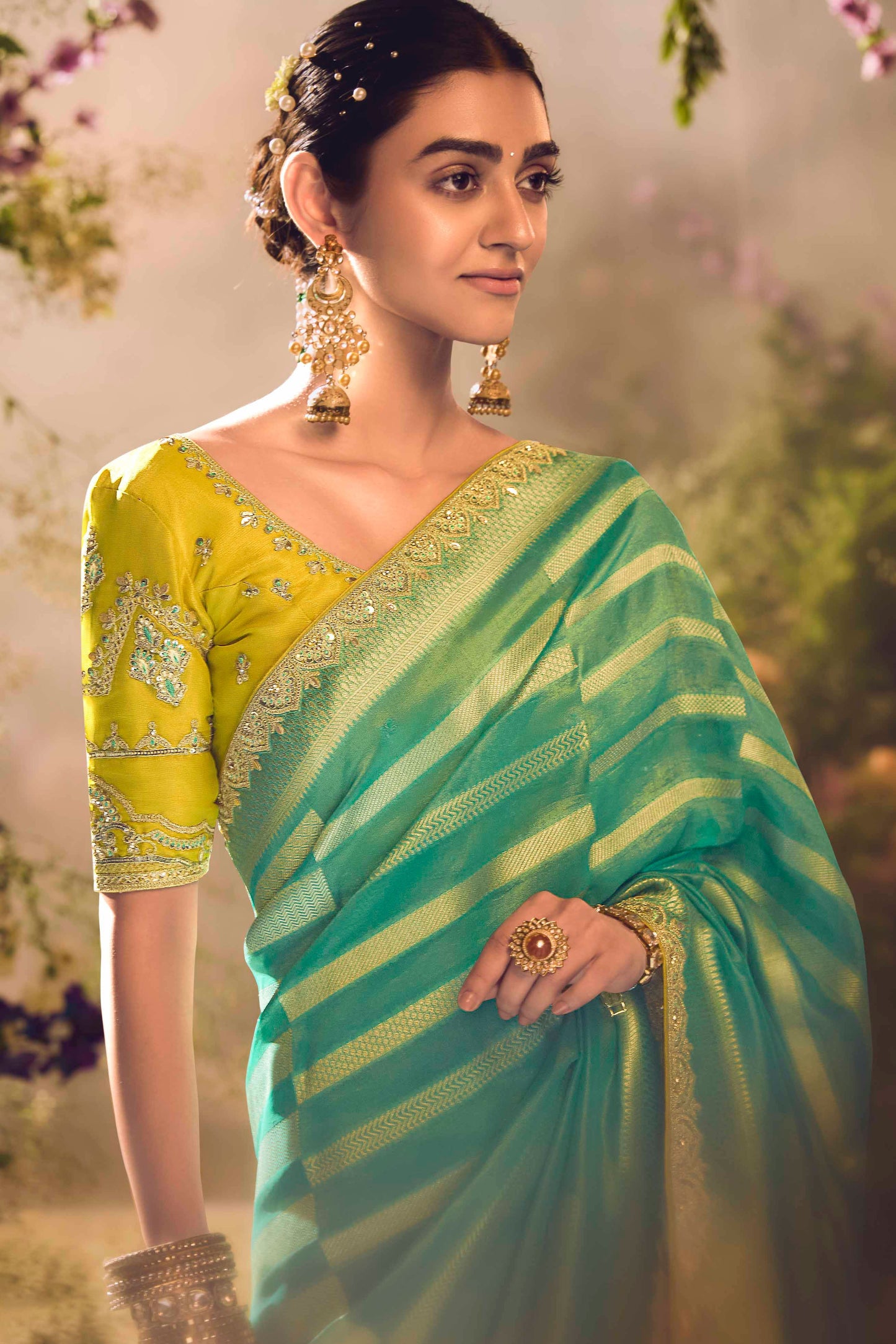 Green Woven Zari Work Silk Saree-ZB133271_2_SareeButa.com