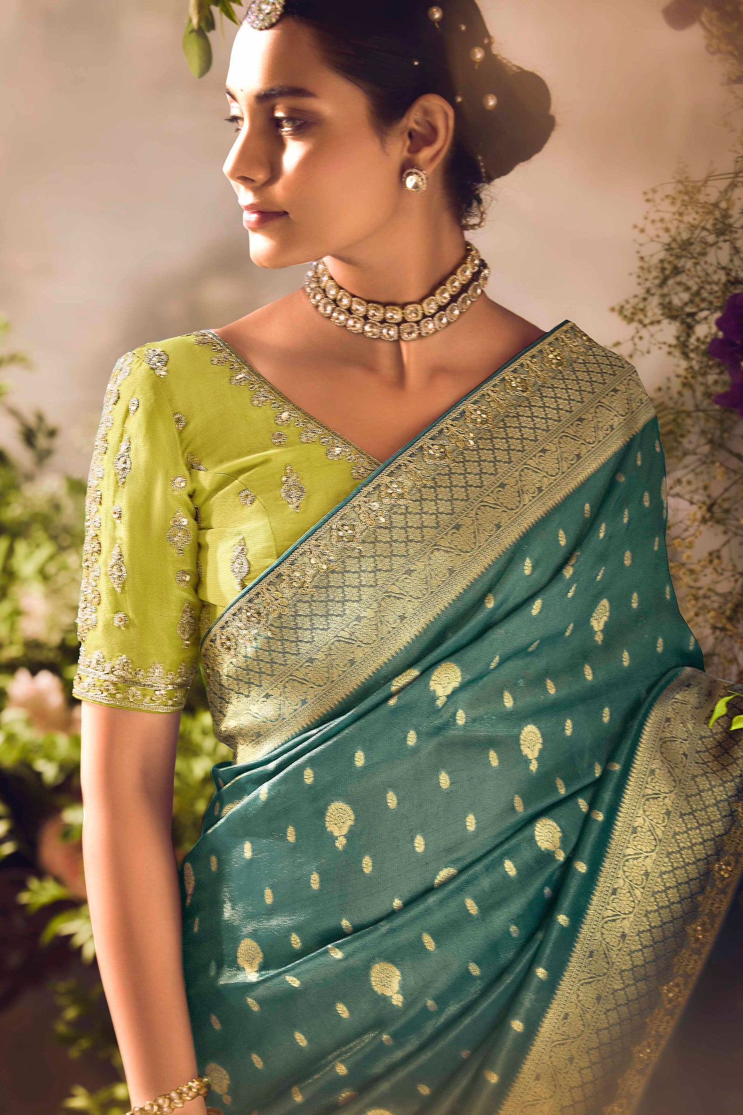 Green Woven Zari Work Silk Saree-ZB133274_2_SareeButa.com