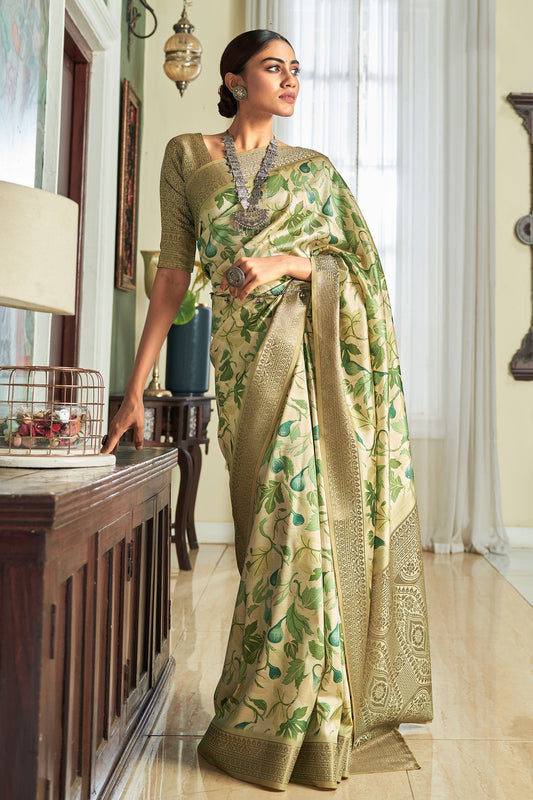green-printed-satin-silk-saree-zb130749_1_SareeButa.com