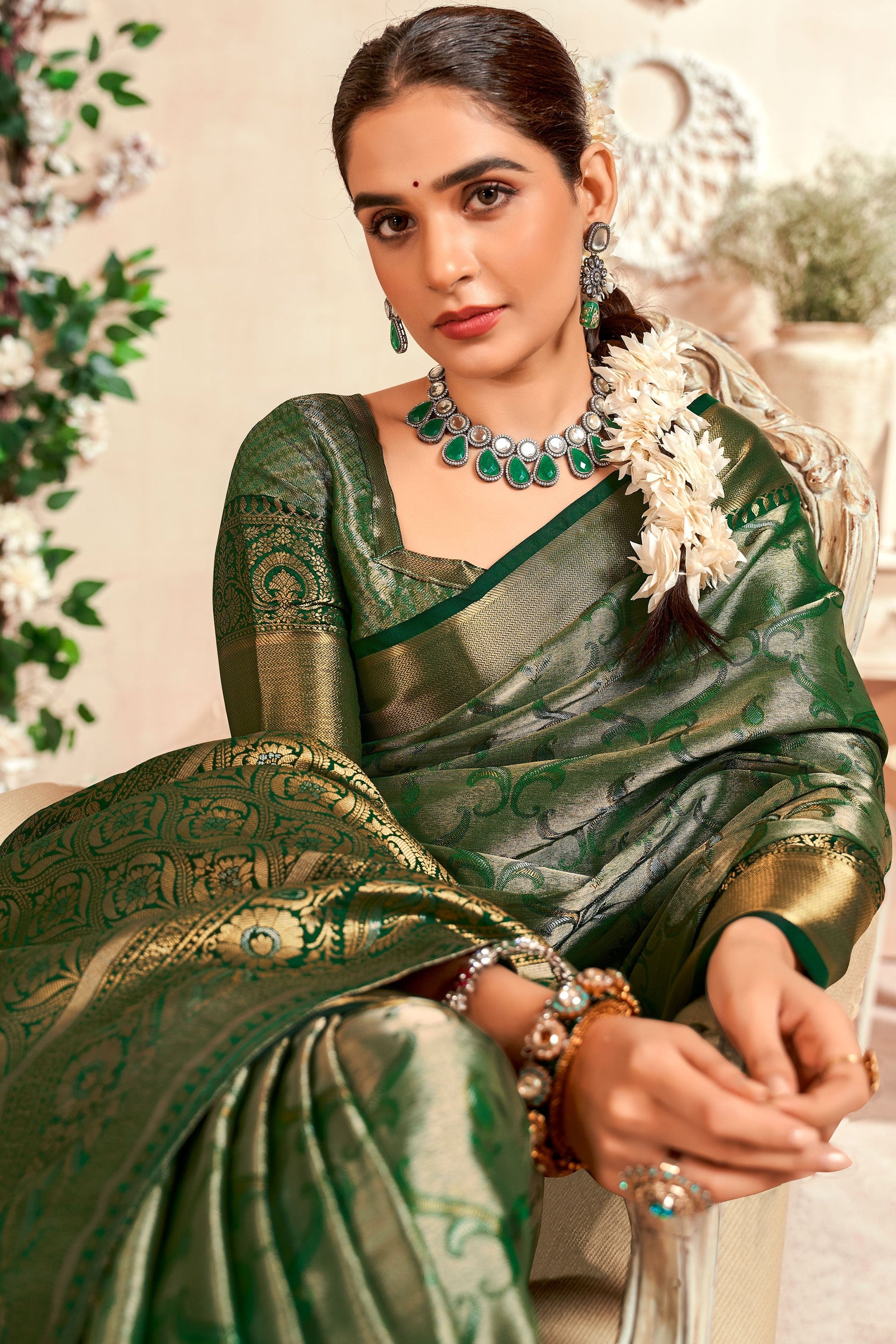 Green Zari Work Silk Saree-ZB133060_2_SareeButa.com