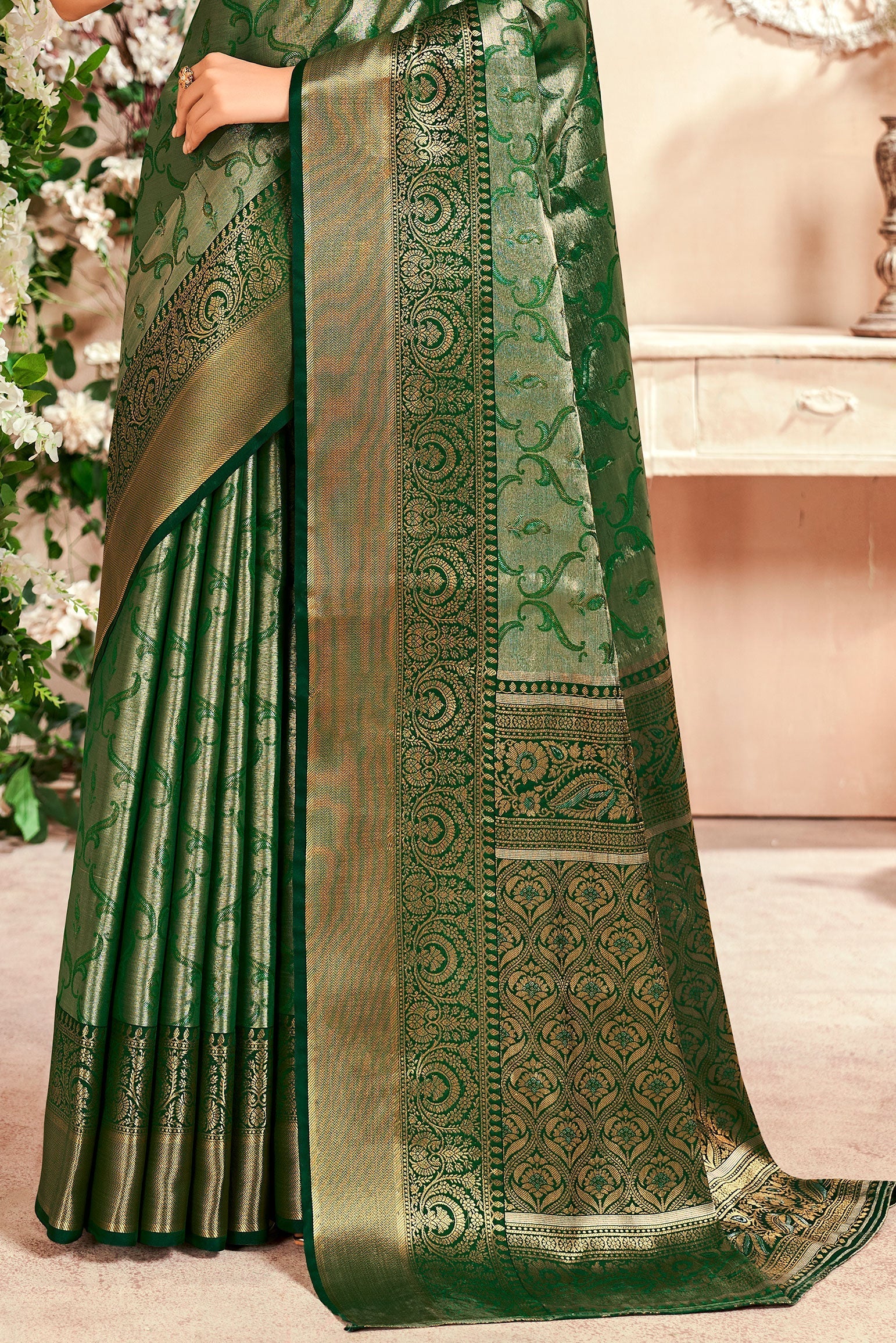 Green Zari Work Silk Saree-ZB133060_3_SareeButa.com