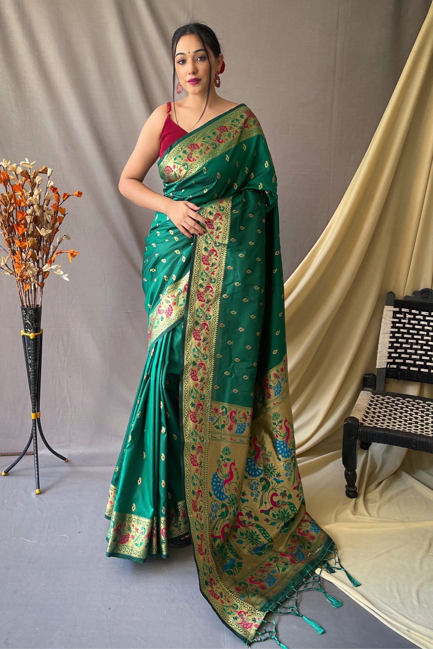 Green Paithani Silk Saree