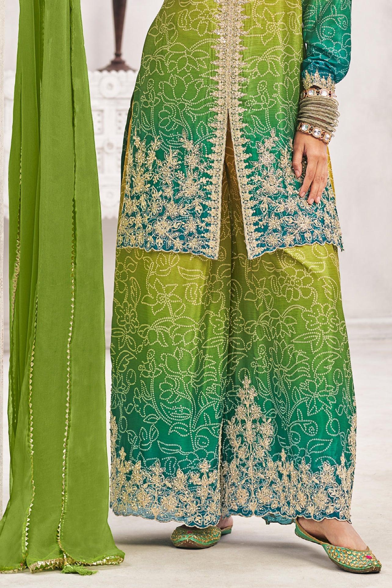 Green 2-Tone Readymade Chinon Salwar Suit-SS684_5_SareeButa.com