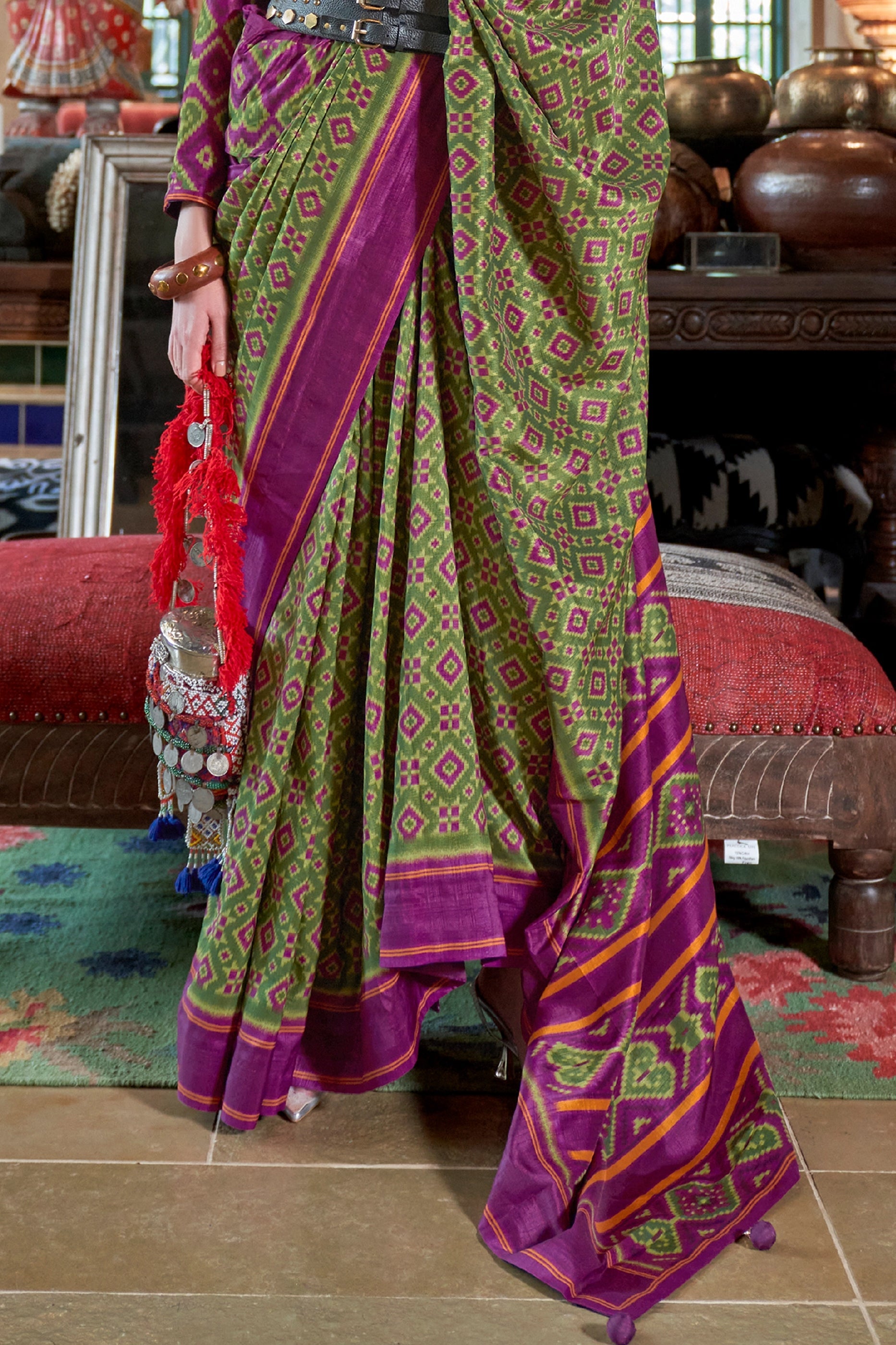 Green And Purple Printed Silk Saree-SAR11329_4_SareeButa.com