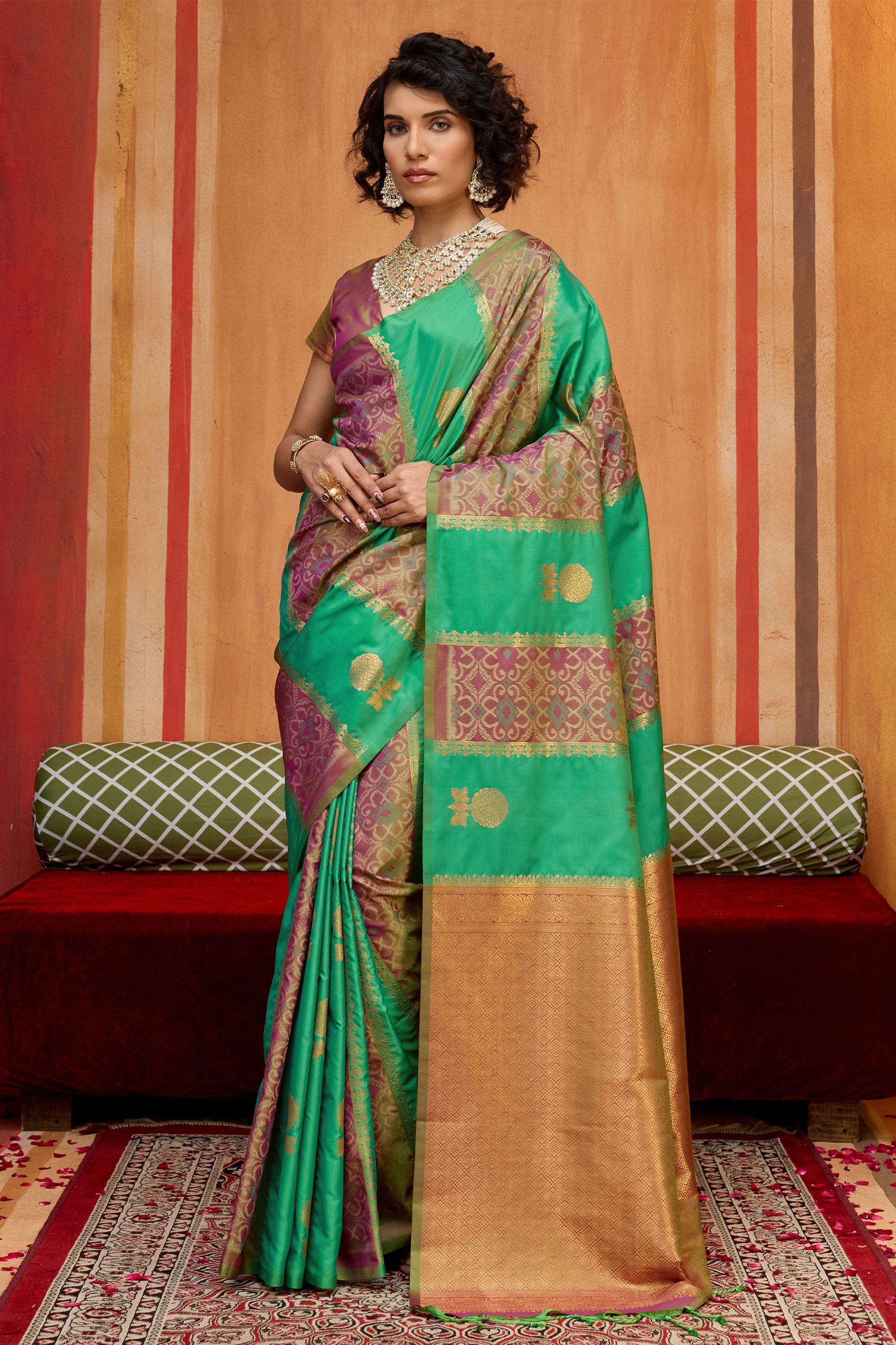 Green And Purple Woven Silk Saree-SAR11914_1_SareeButa.com