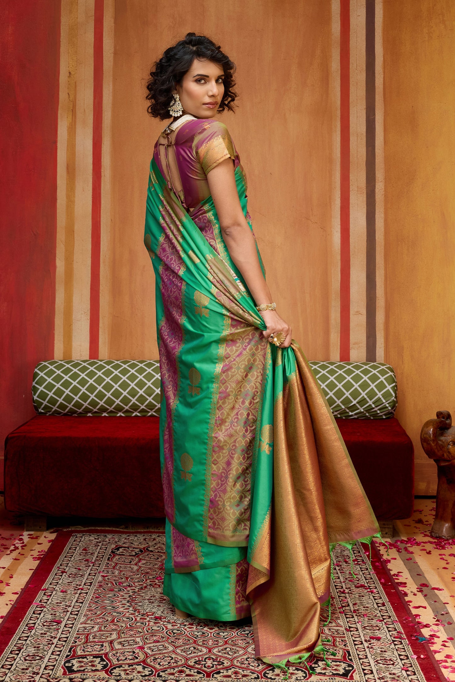 Green And Purple Woven Silk Saree-SAR11914_4_SareeButa.com