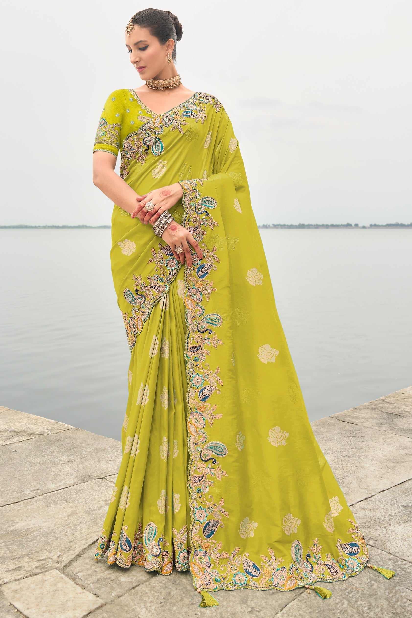 Green Banarasi Saree-ZB134495_1_SareeButa.com