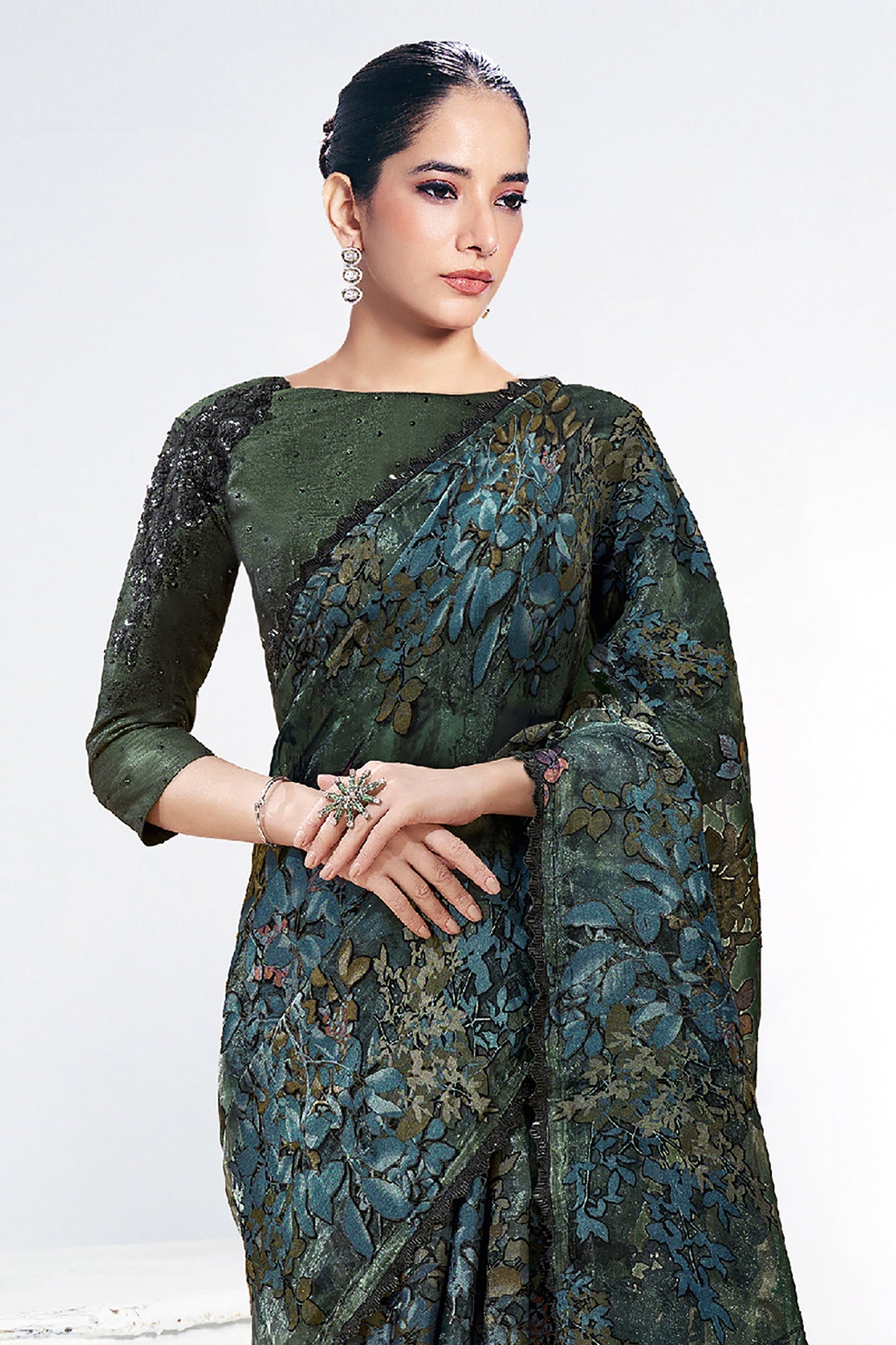 Green Digital Printed Brasso Silk Saree-SAR10271_2_SareeButa.com