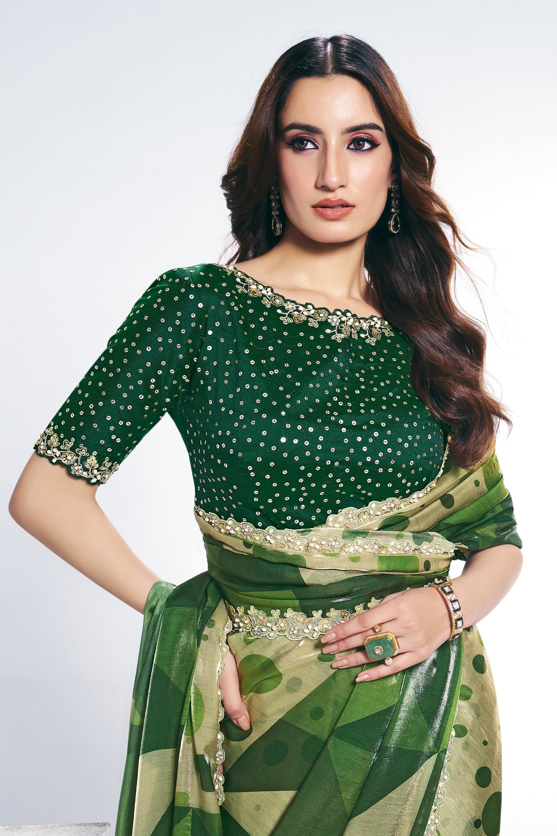 Green Digital Printed Satin Silk Saree-SAR10265_2_SareeButa.com