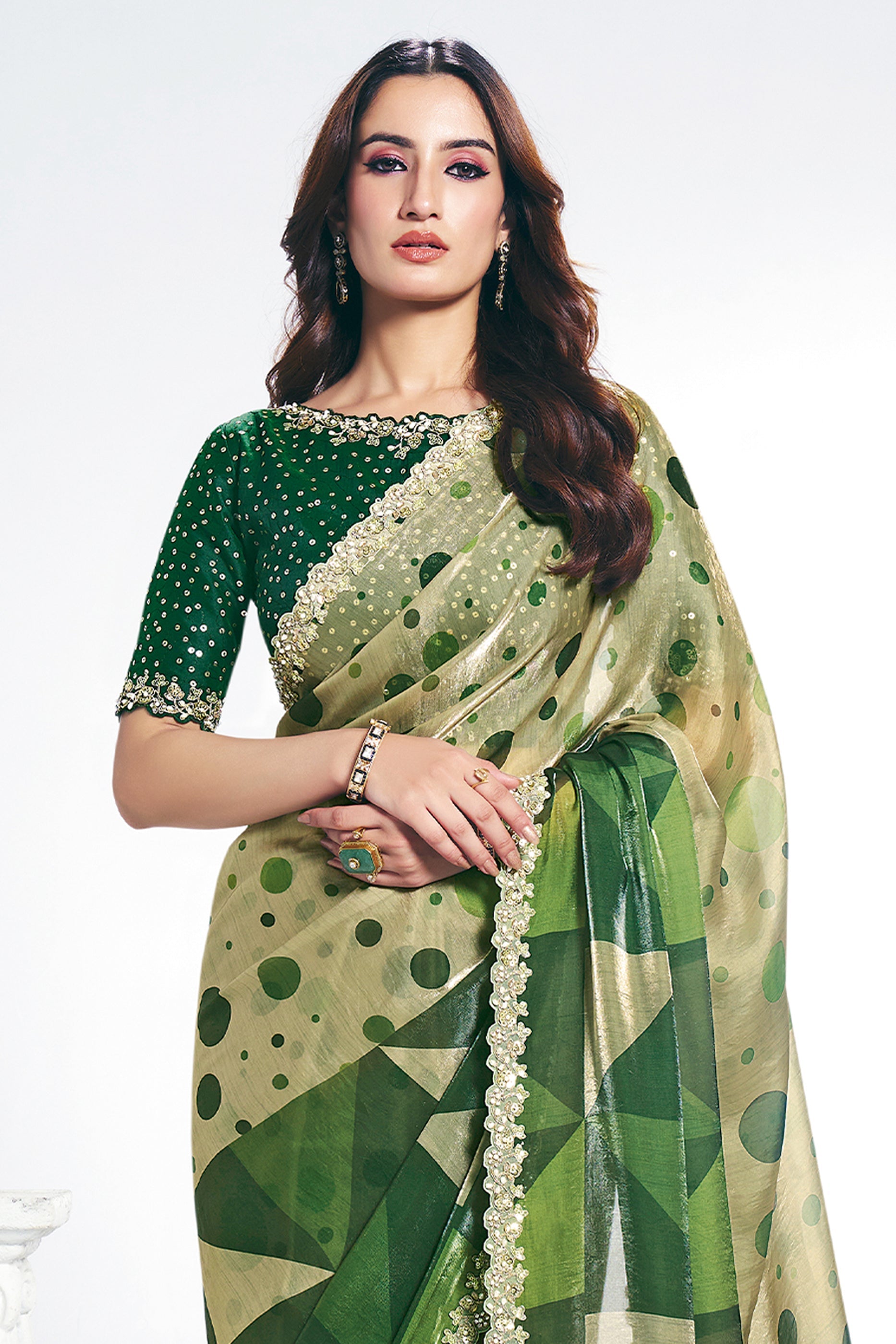 Green Digital Printed Satin Silk Saree-SAR10265_3_SareeButa.com