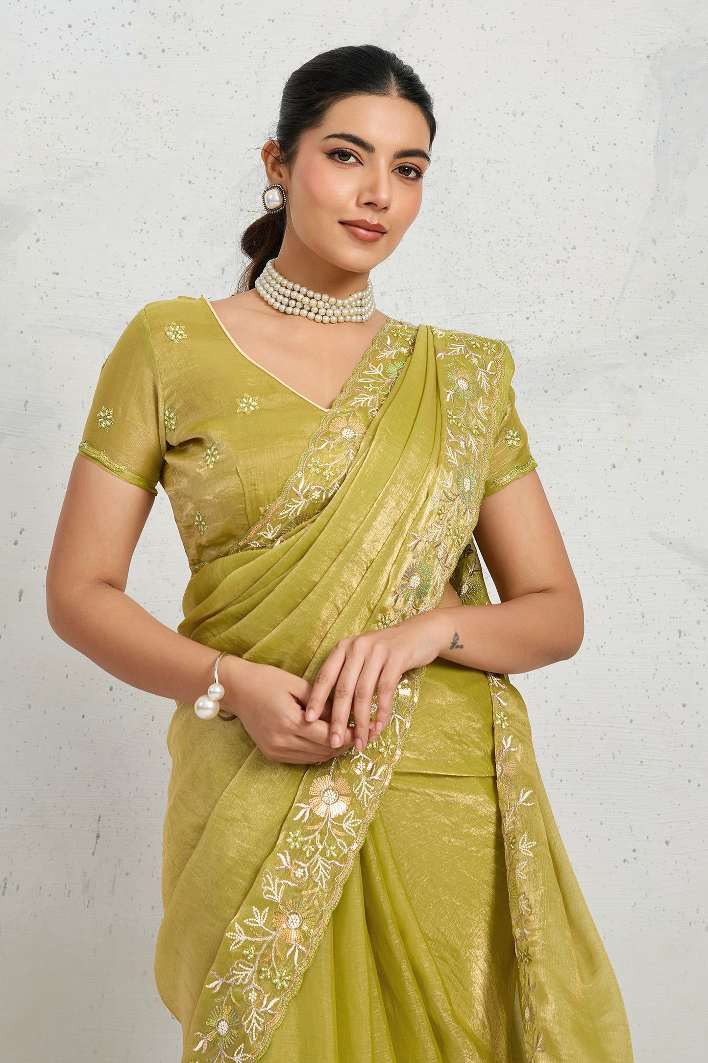 Green Embroidered Chiffon Saree-SAR12505_2_SareeButa.com