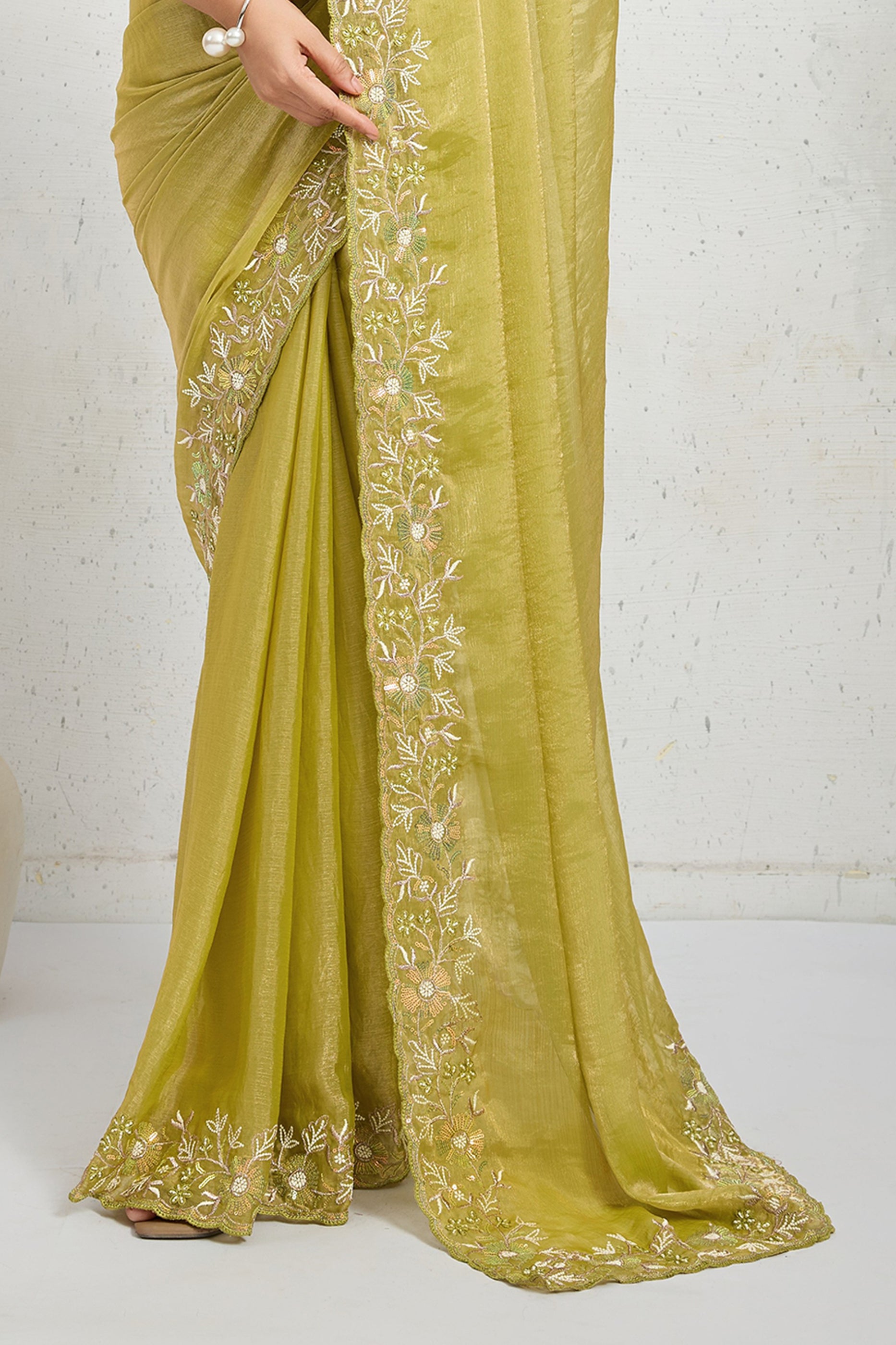 Green Embroidered Chiffon Saree-SAR12505_5_SareeButa.com
