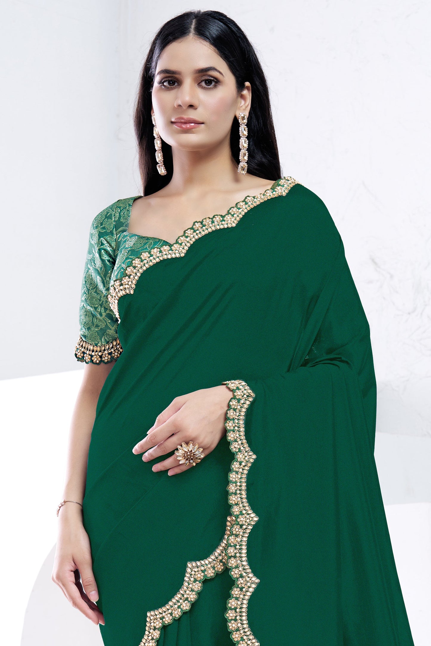 Green Embroidered Crepe Silk Saree-ZB133735_2_SareeButa.com