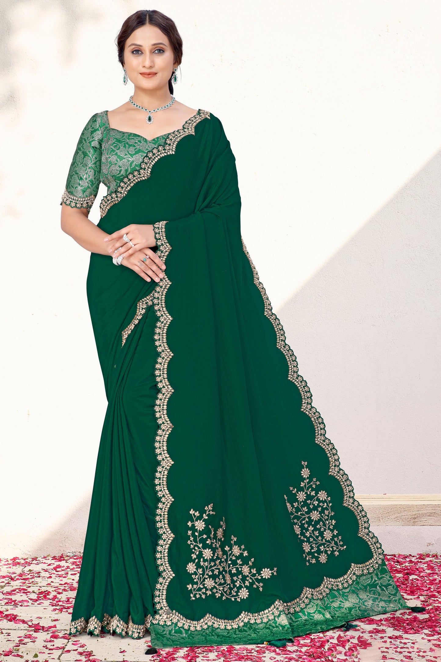 Green Embroidered Crepe Silk Saree-ZB134578_1_SareeButa.com