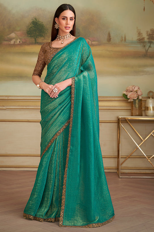 Green Embroidered Georgette Saree-SAR10848_1_SareeButa.com