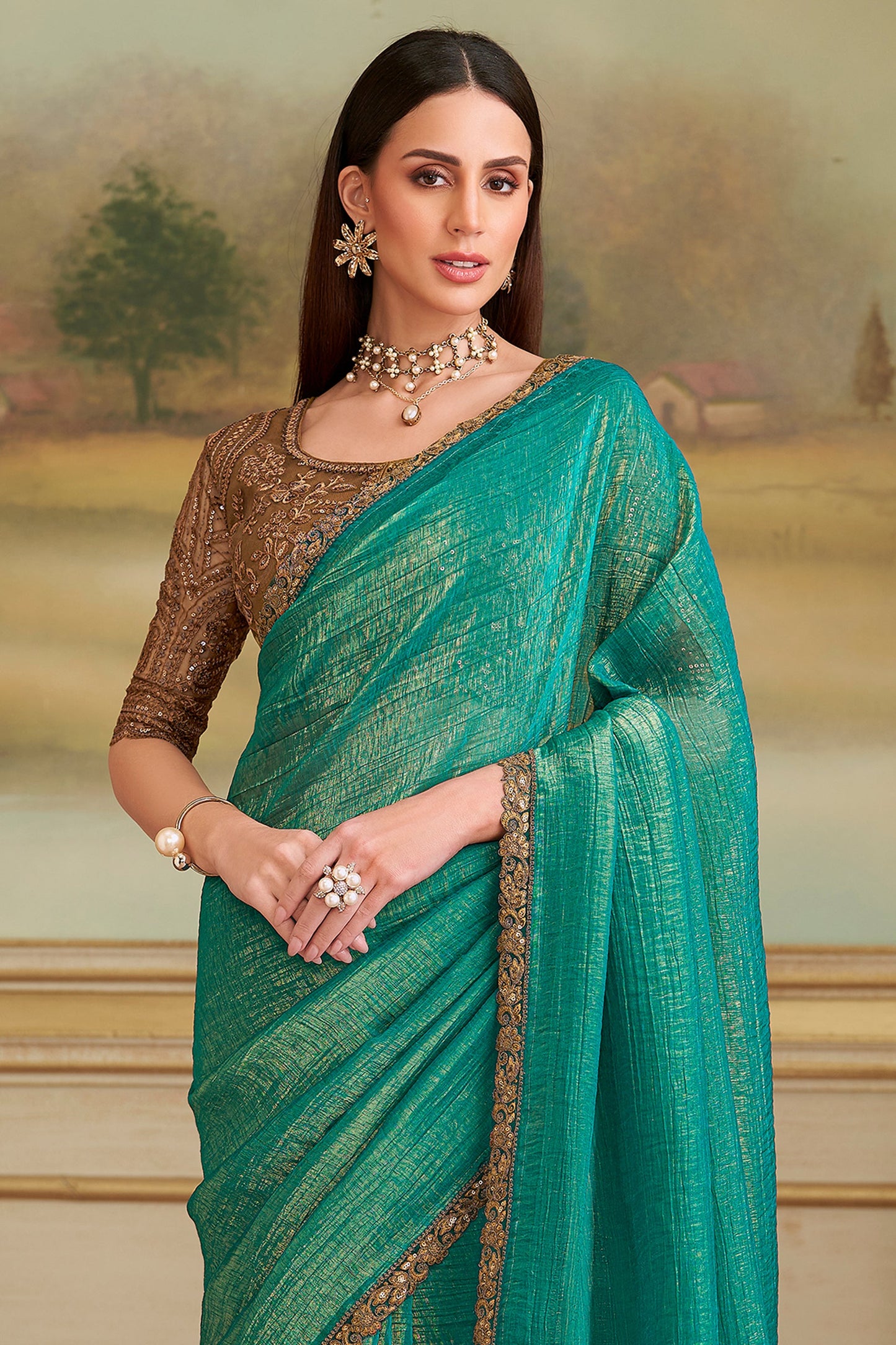 Green Embroidered Georgette Saree-SAR10848_3_SareeButa.com