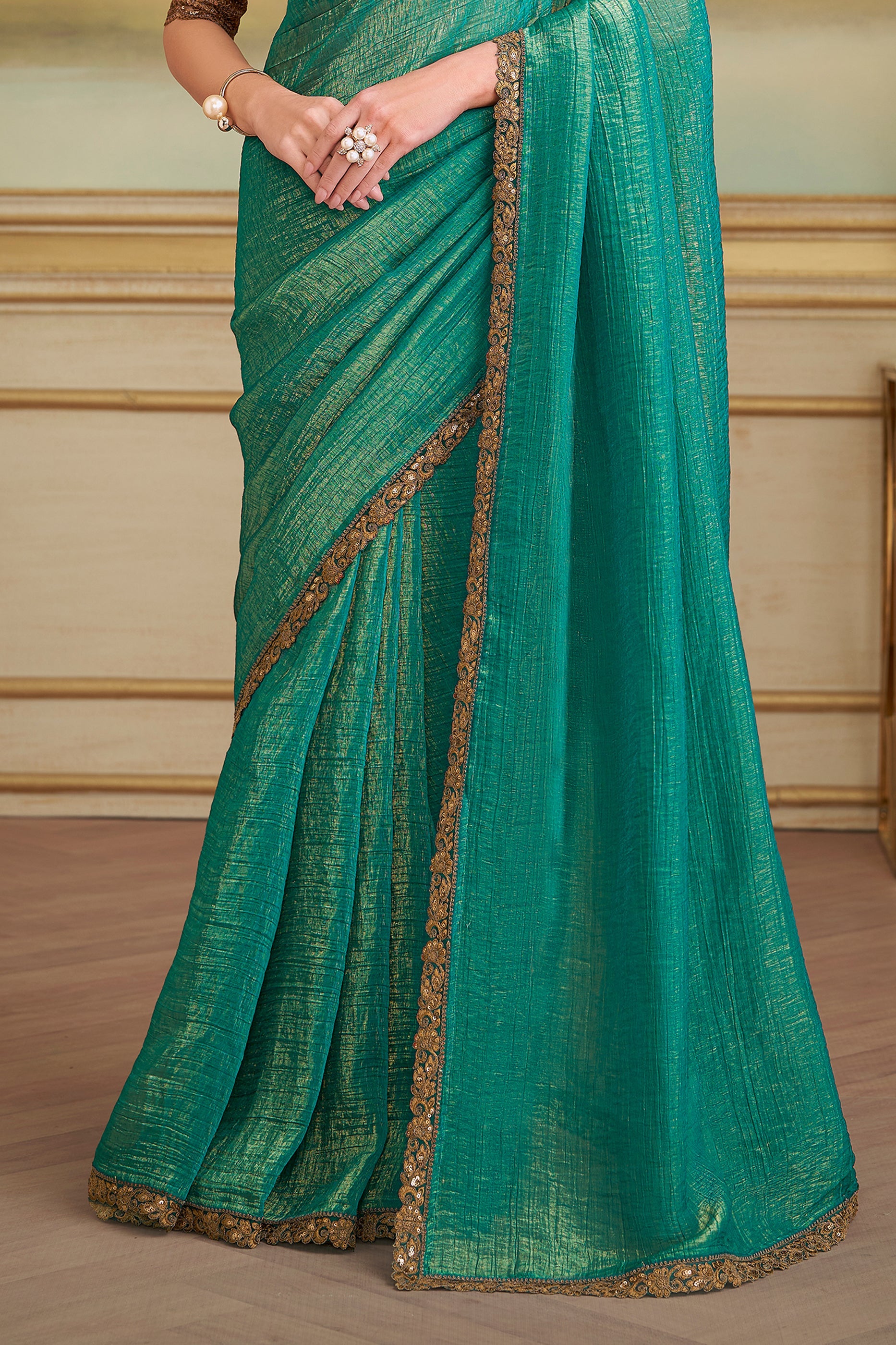 Green Embroidered Georgette Saree-SAR10848_4_SareeButa.com
