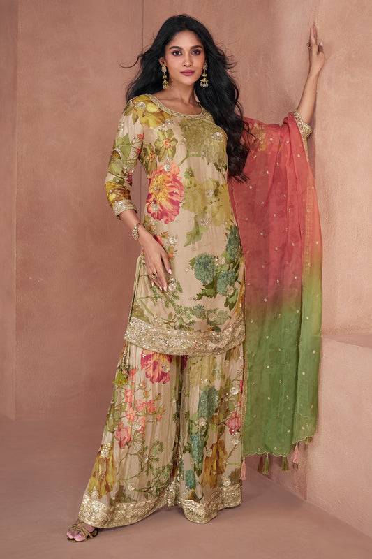 Green Embroidered Georgette Sharara Suit-SAR12811_1_SareeButa.com