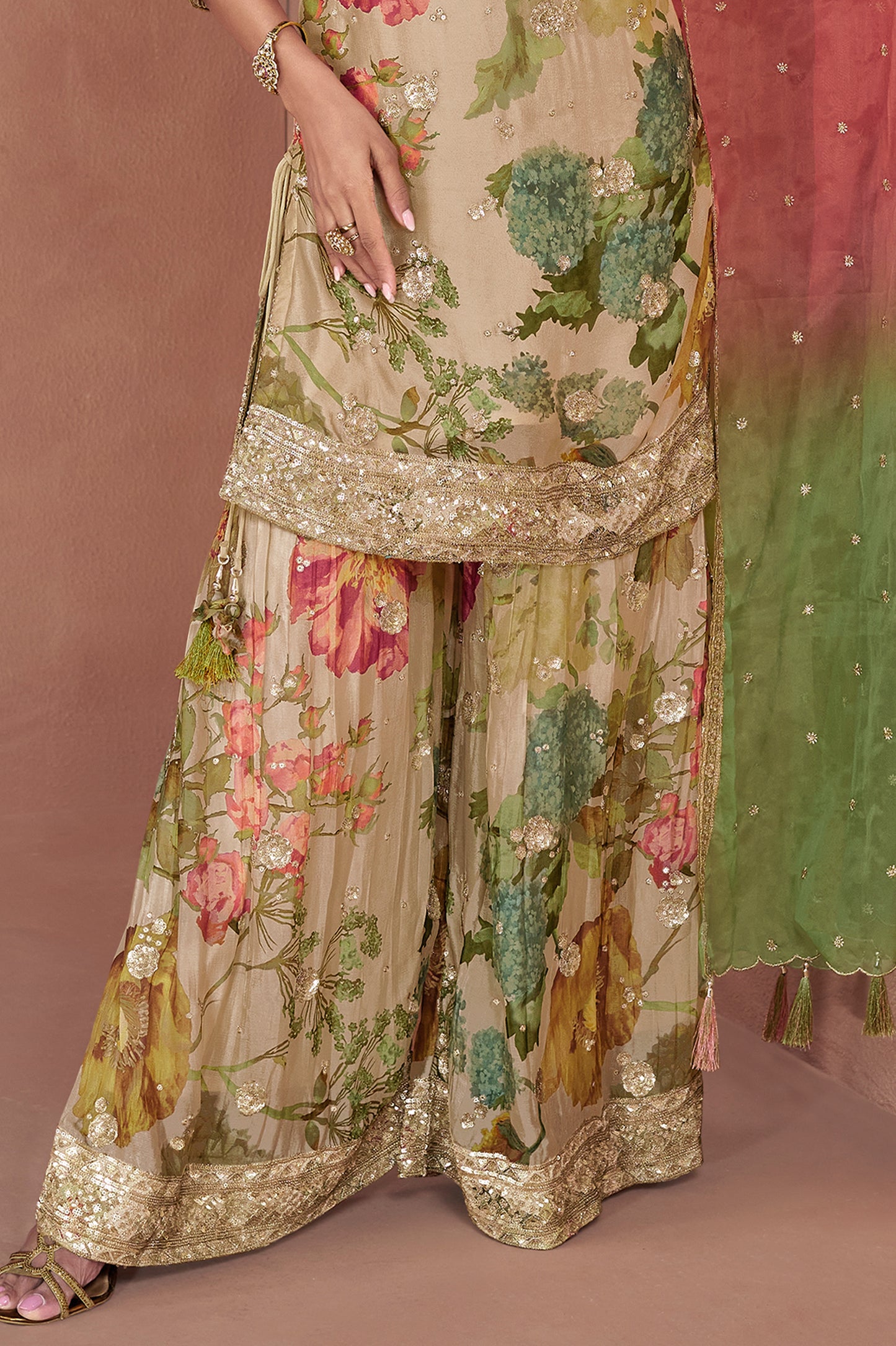 Green Embroidered Georgette Sharara Suit-SAR12811_4_SareeButa.com
